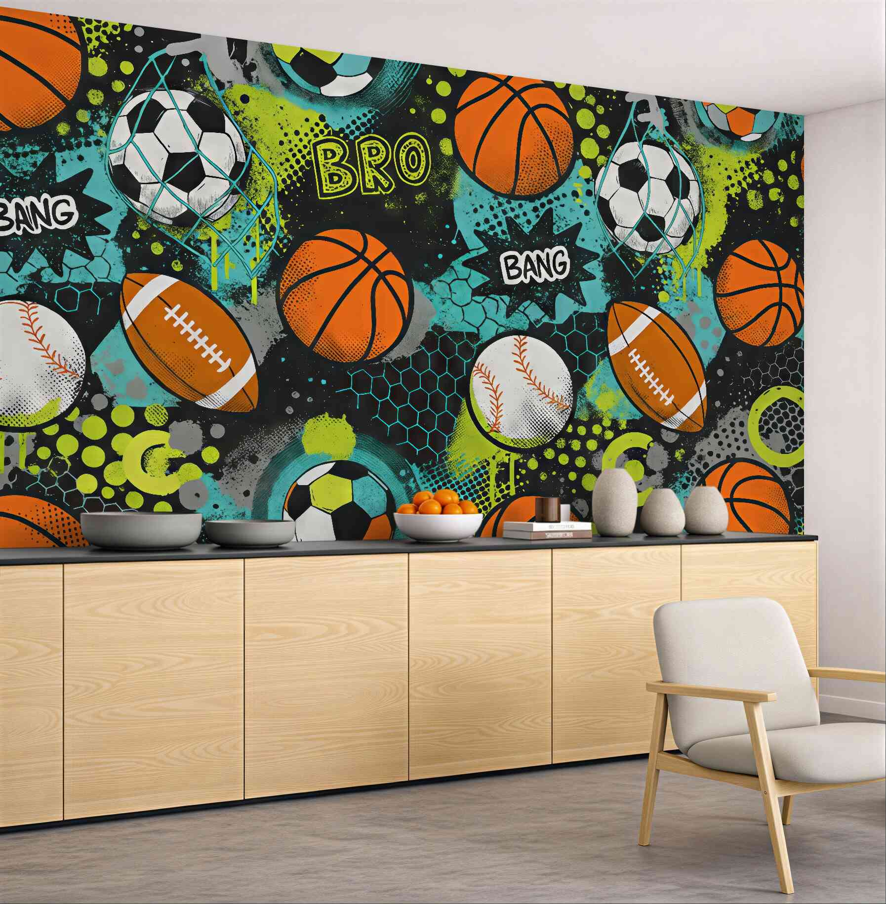 Fototapeta energetyczny sportowy graffiti z piłkami
