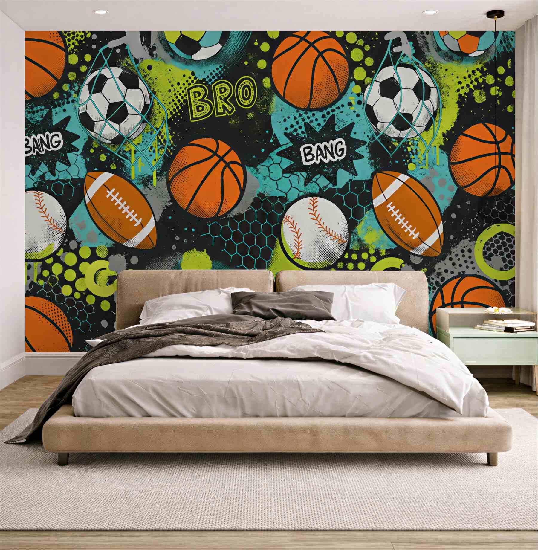 Fototapeta energetyczny sportowy graffiti z piłkami