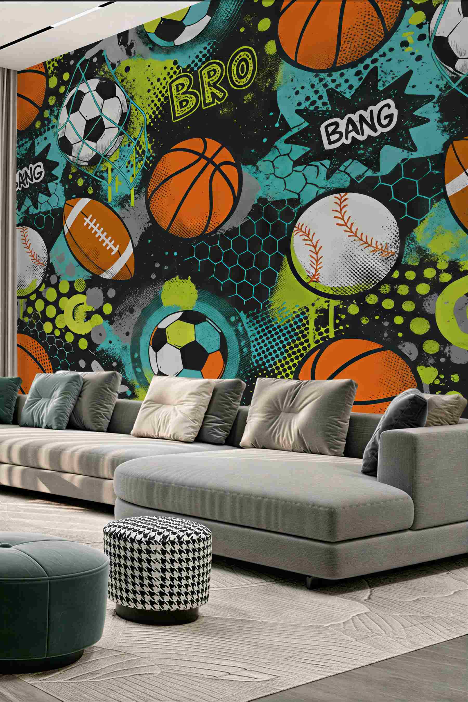 Fototapeta energetyczny sportowy graffiti z piłkami