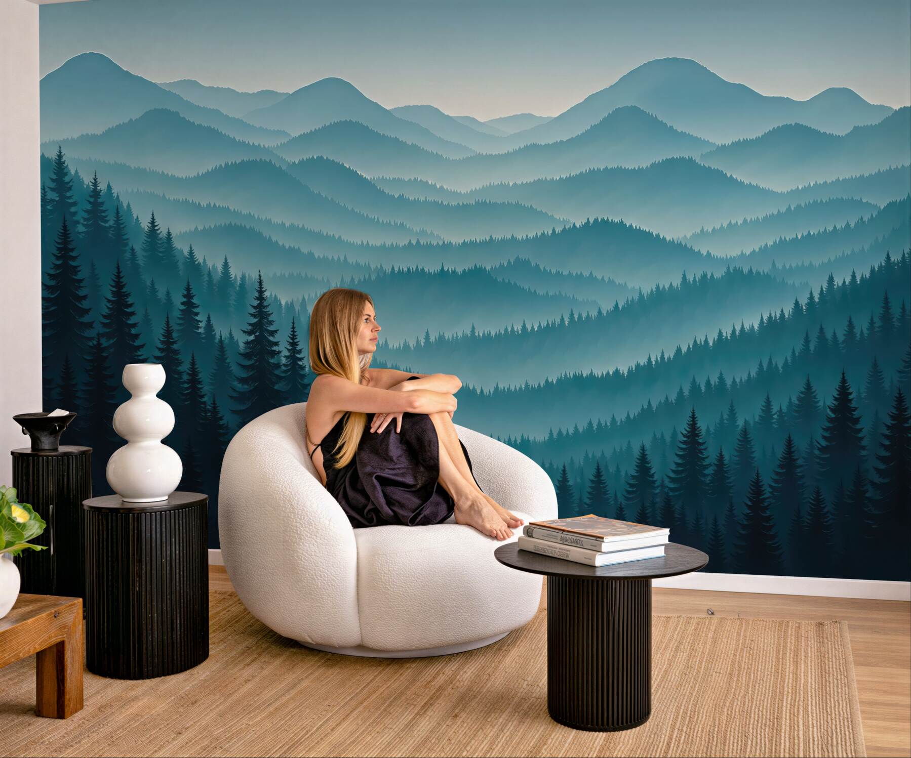 Fototapeta mglista panorama górskich świerków