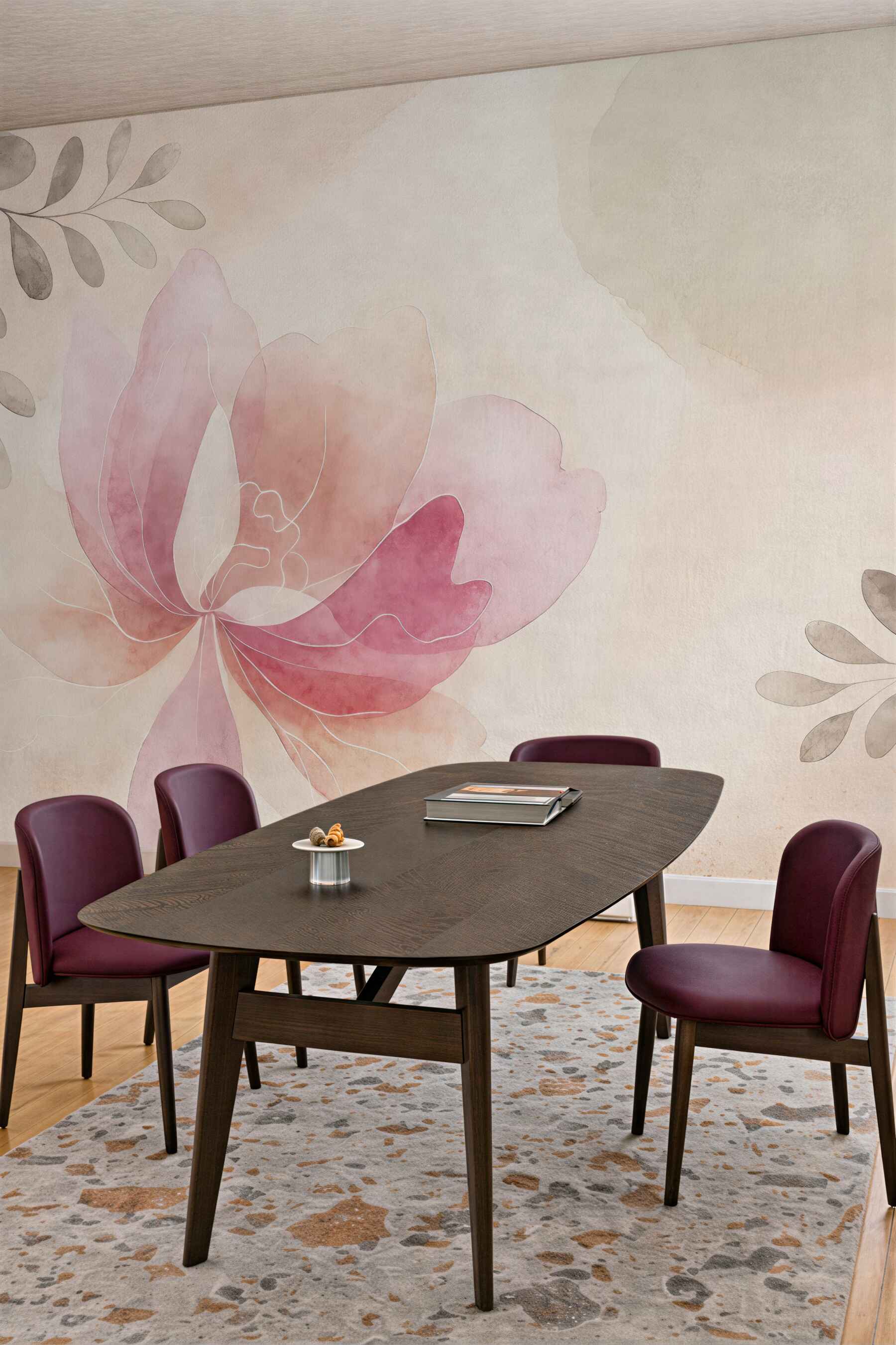 Fototapeta pastelowy kwiat magnolii z delikatnymi liśćmi