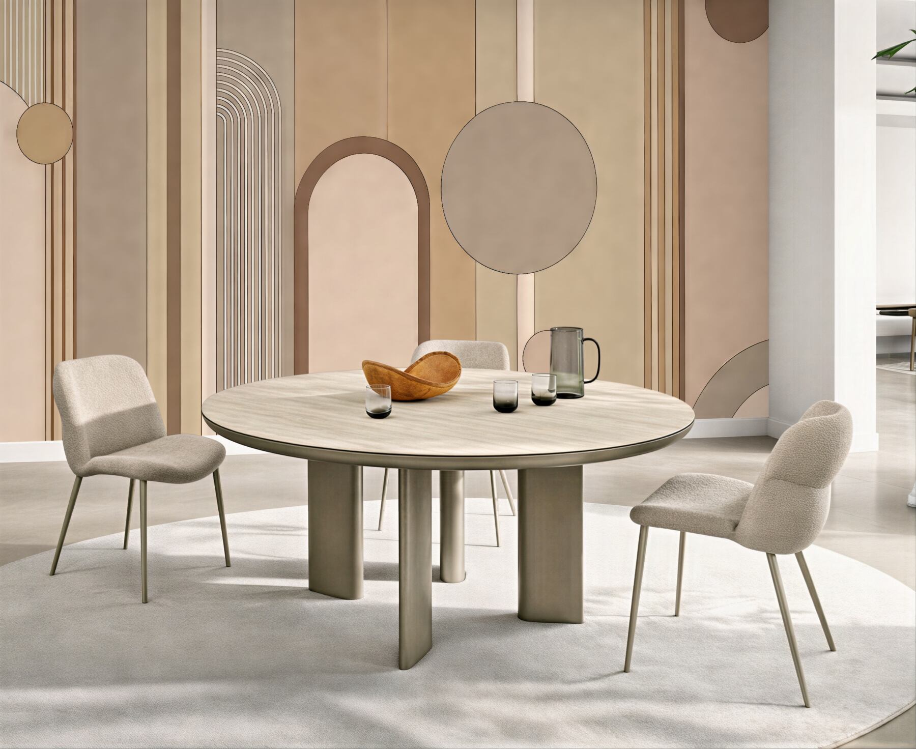 Fototapeta geometryczna elegancja w beżowych łukach