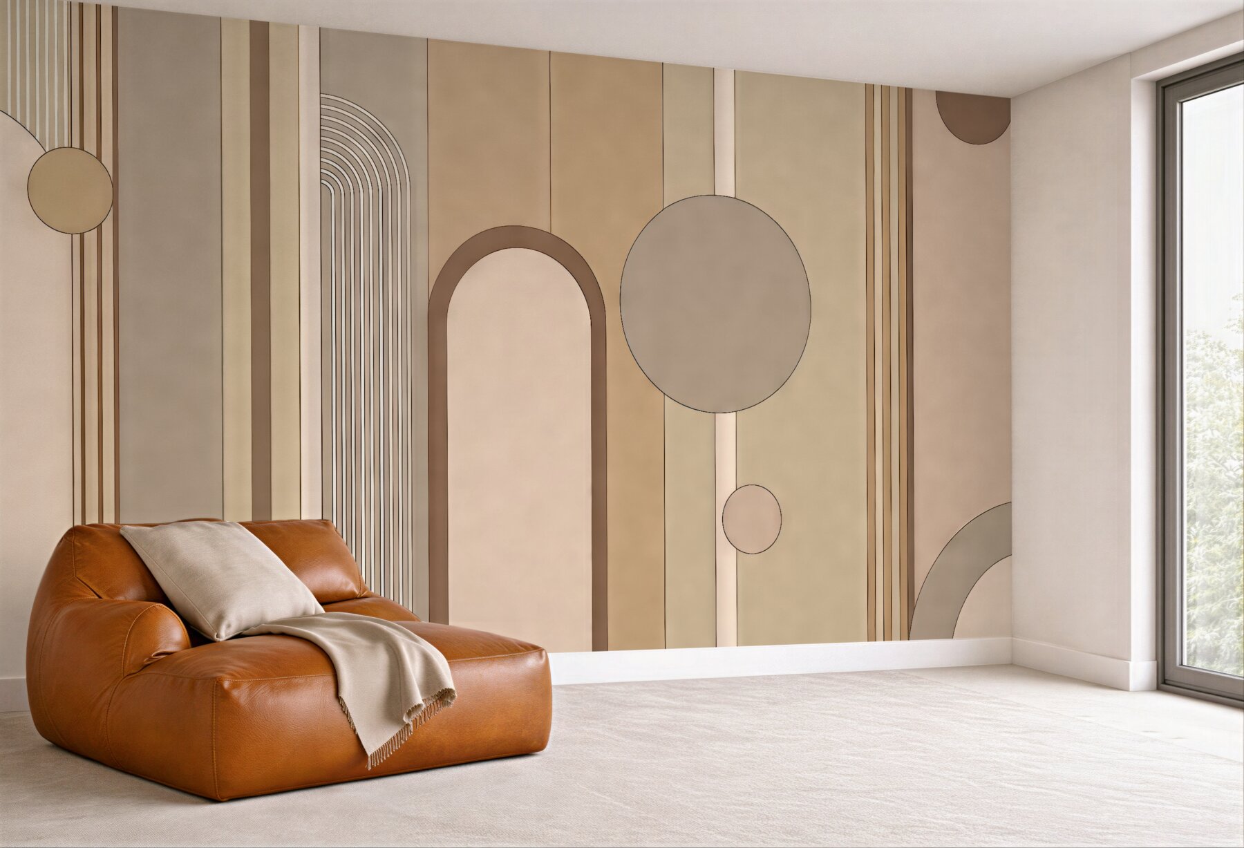 Fototapeta geometryczna elegancja w beżowych łukach