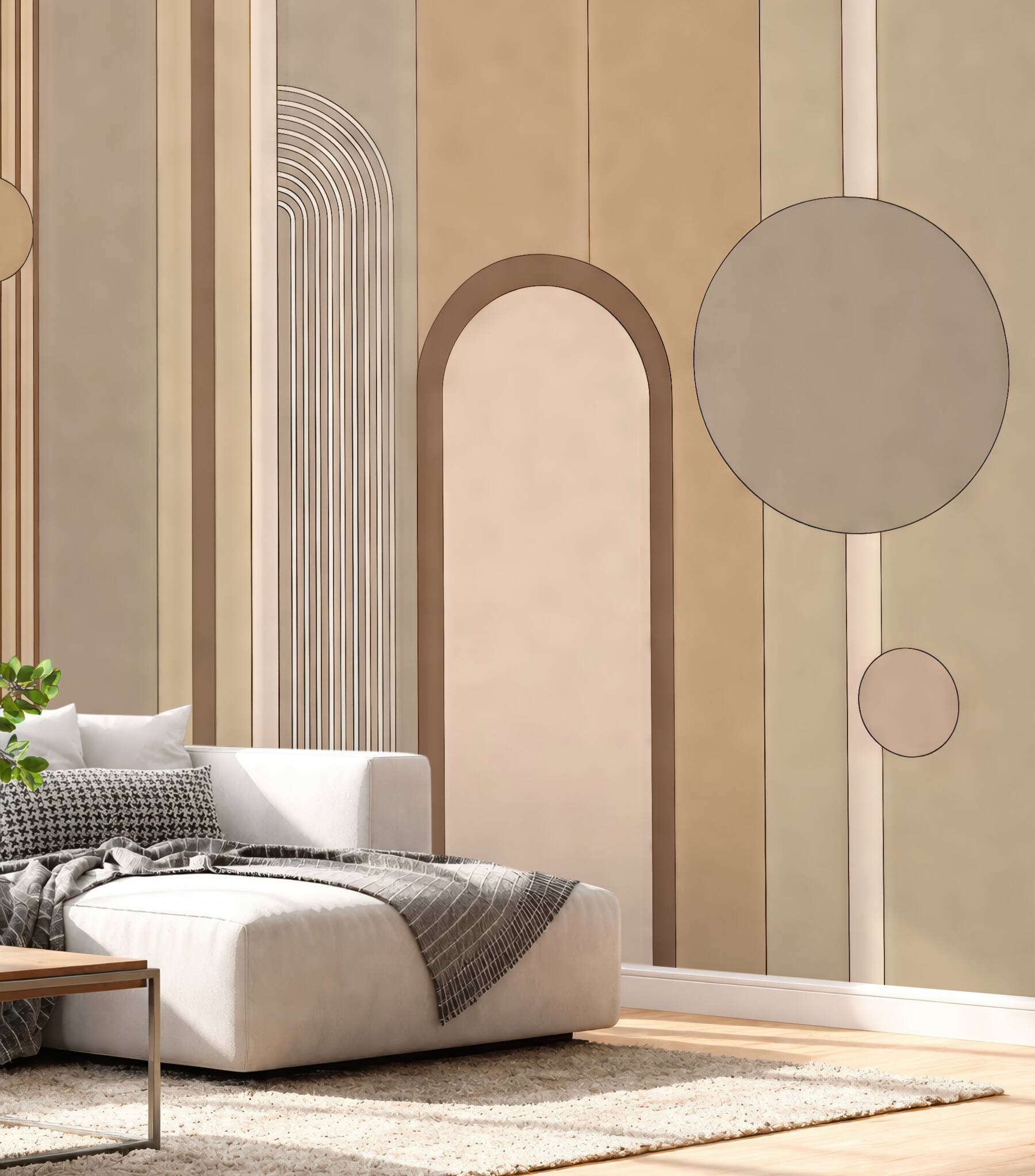 Fototapeta geometryczna elegancja w beżowych łukach