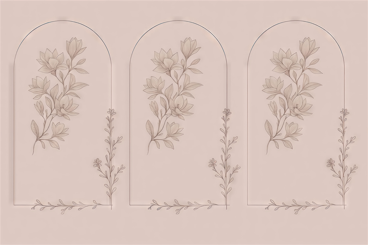 Fototapeta subtelne magnolie w pudrowych arkadach
