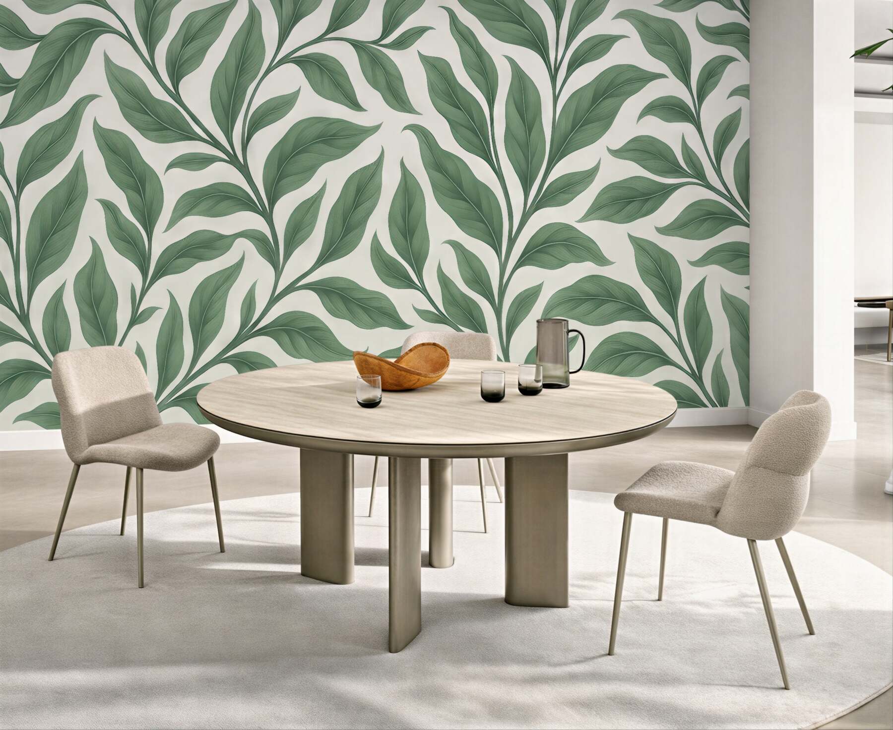 Fototapeta zielone liście w botanicznym stylu