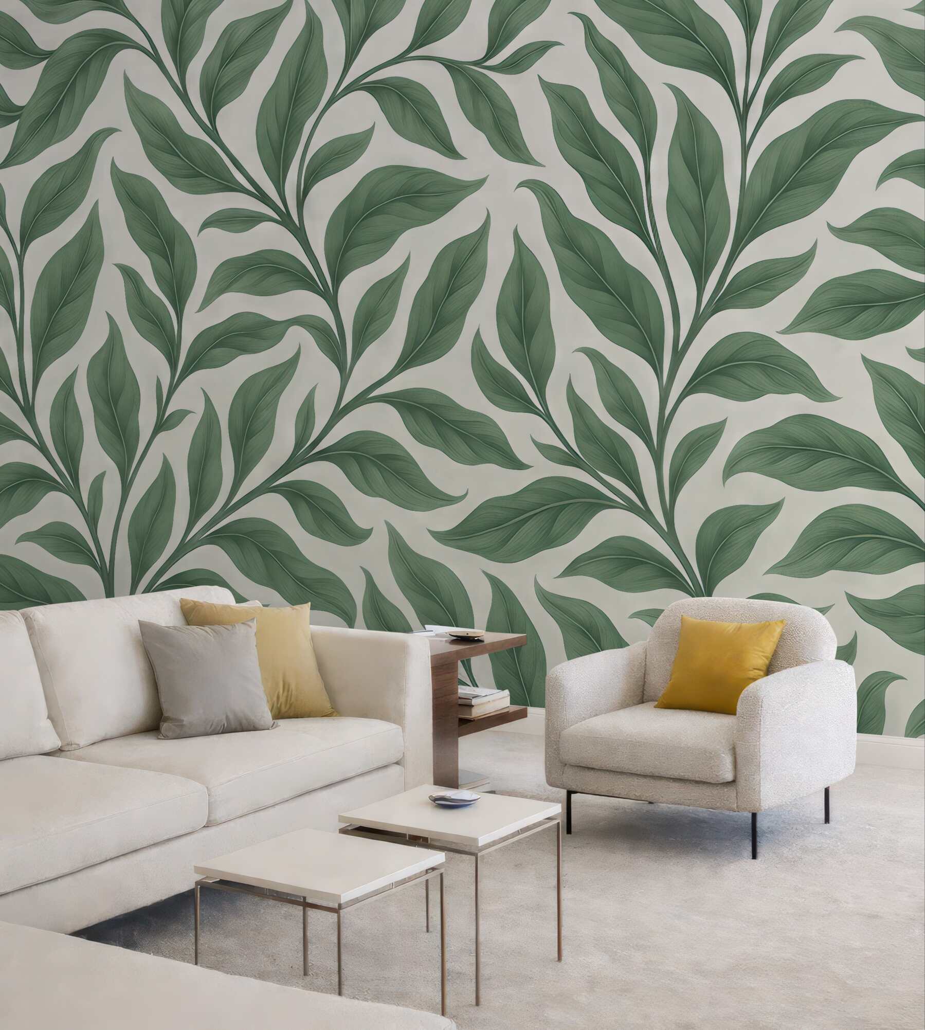 Fototapeta zielone liście w botanicznym stylu