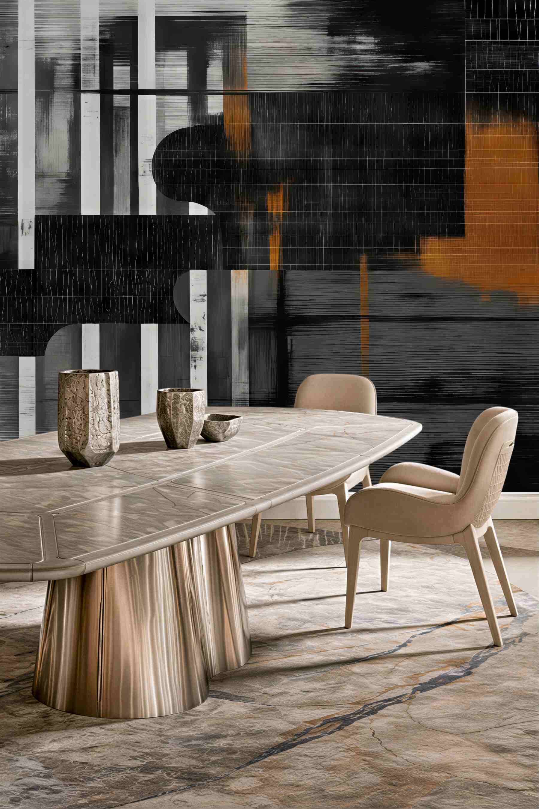 Fototapeta abstrakcyjna geometria z miedzianym akcentem
