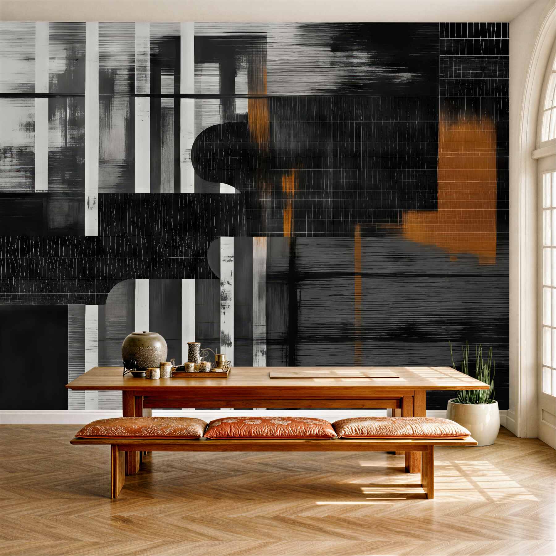 Fototapeta abstrakcyjna geometria z miedzianym akcentem