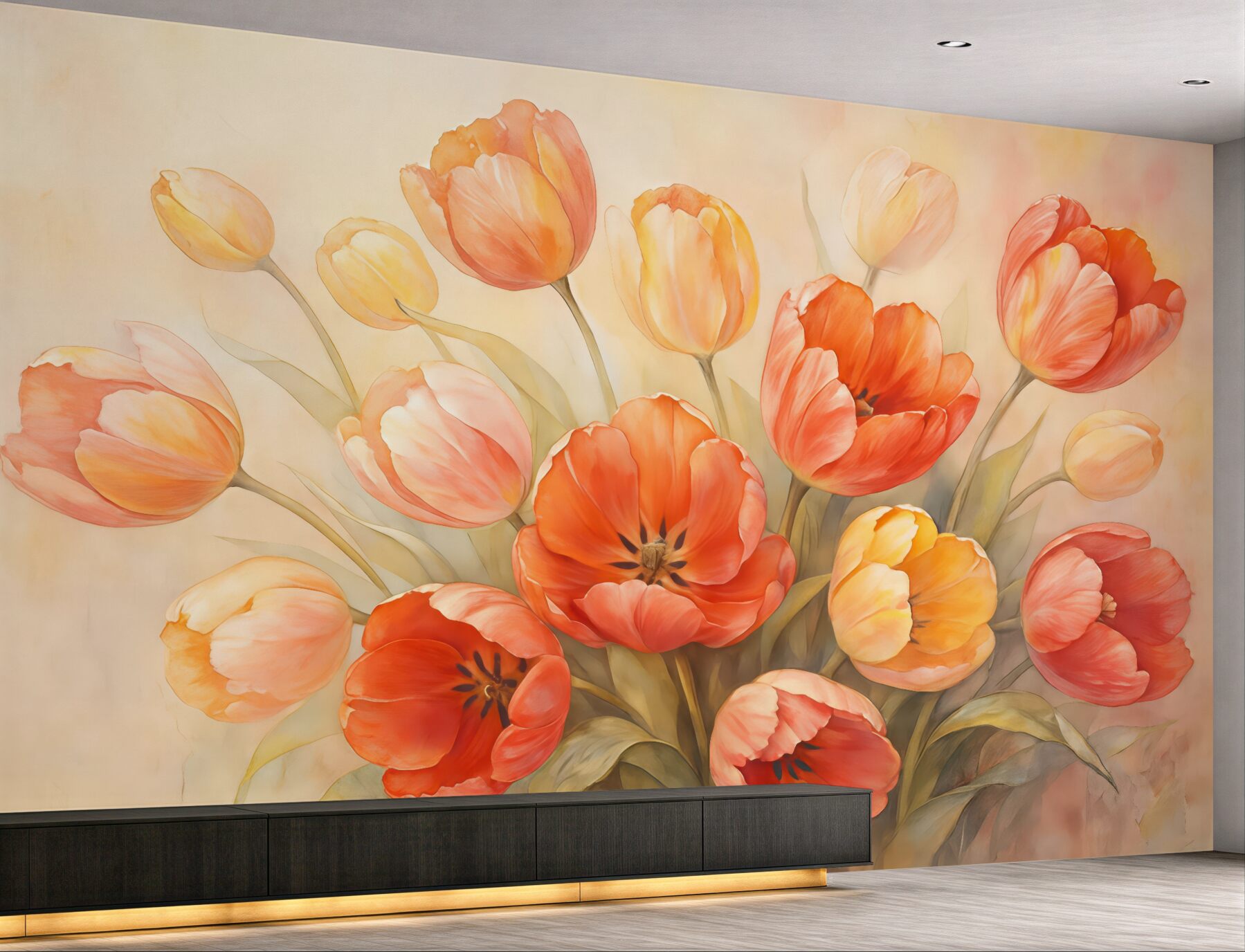 Fototapeta malarskie tulipany w pastelowym bukiecie