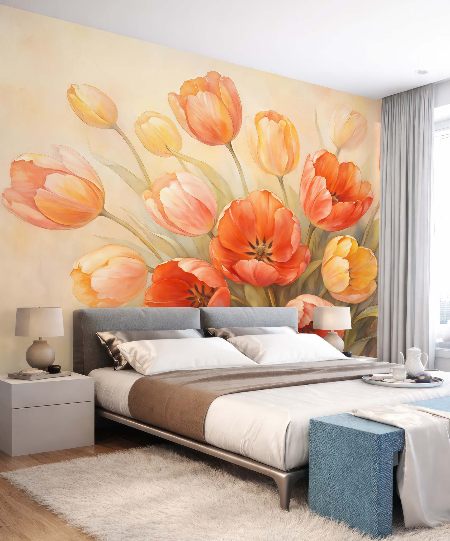 Fototapeta malarskie tulipany w pastelowym bukiecie