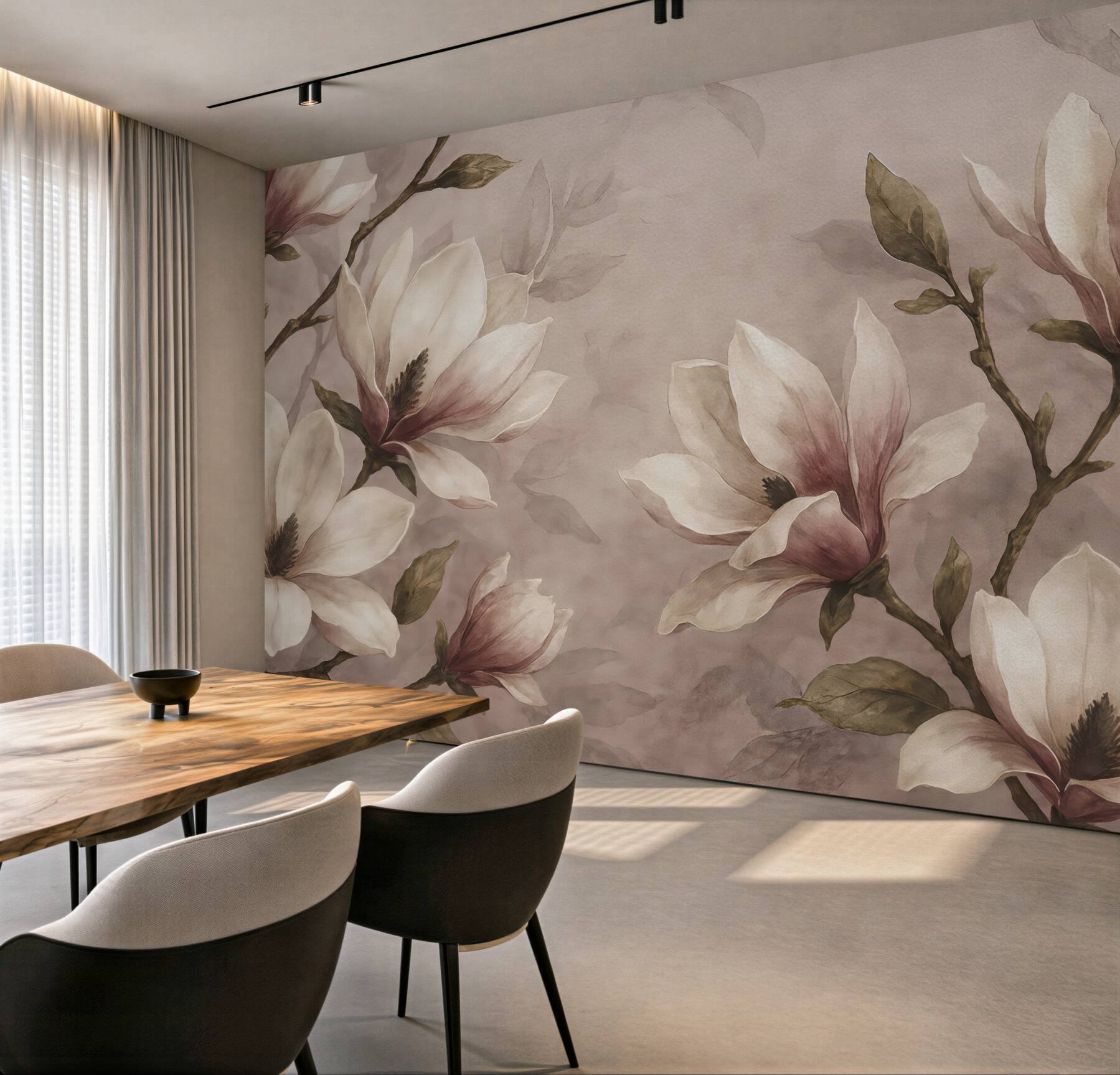 Fototapeta akwarelowe magnolie w pudrowym różu