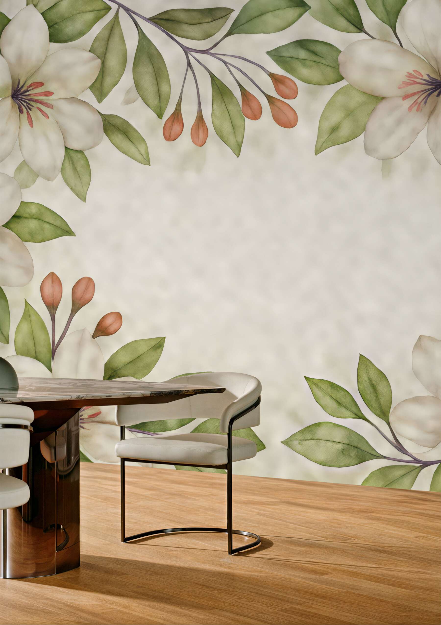 Fototapeta akwarelowe magnolie w subtelnej ramie