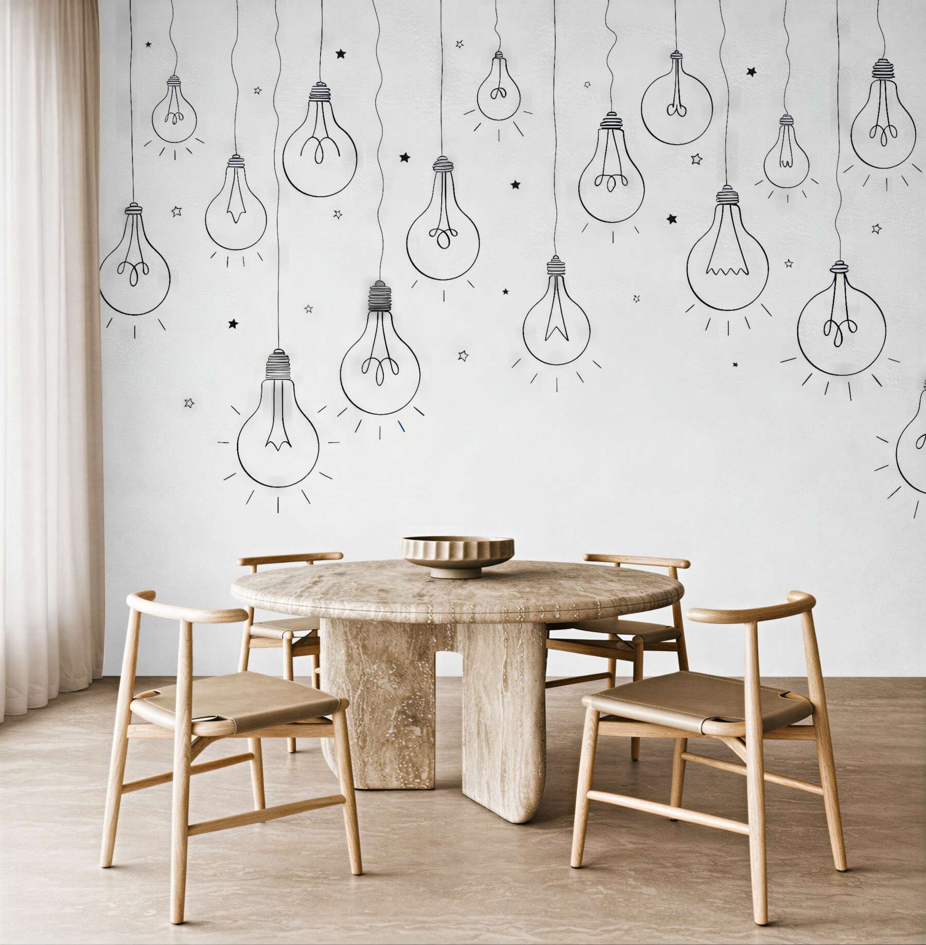 Fototapeta minimalistyczne żarówki i gwiazdki