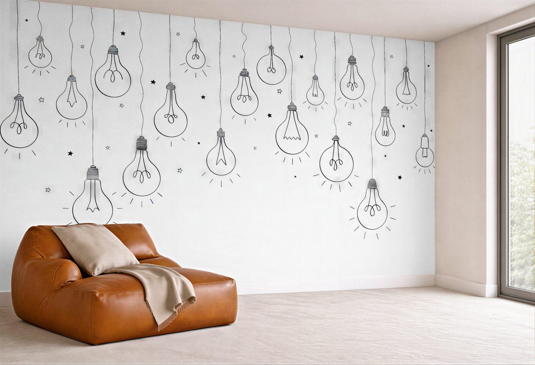 Fototapeta minimalistyczne żarówki i gwiazdki