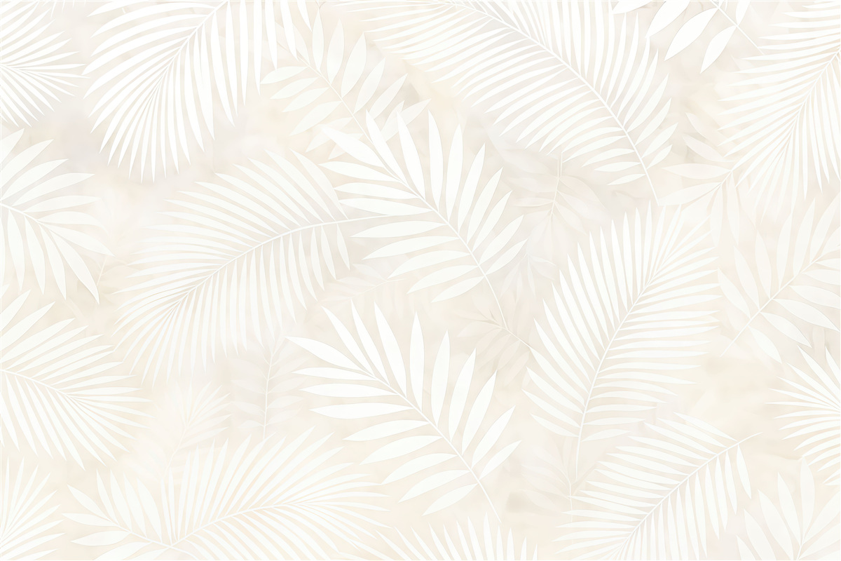 Fototapeta jasne liście palm w subtelnym beżu