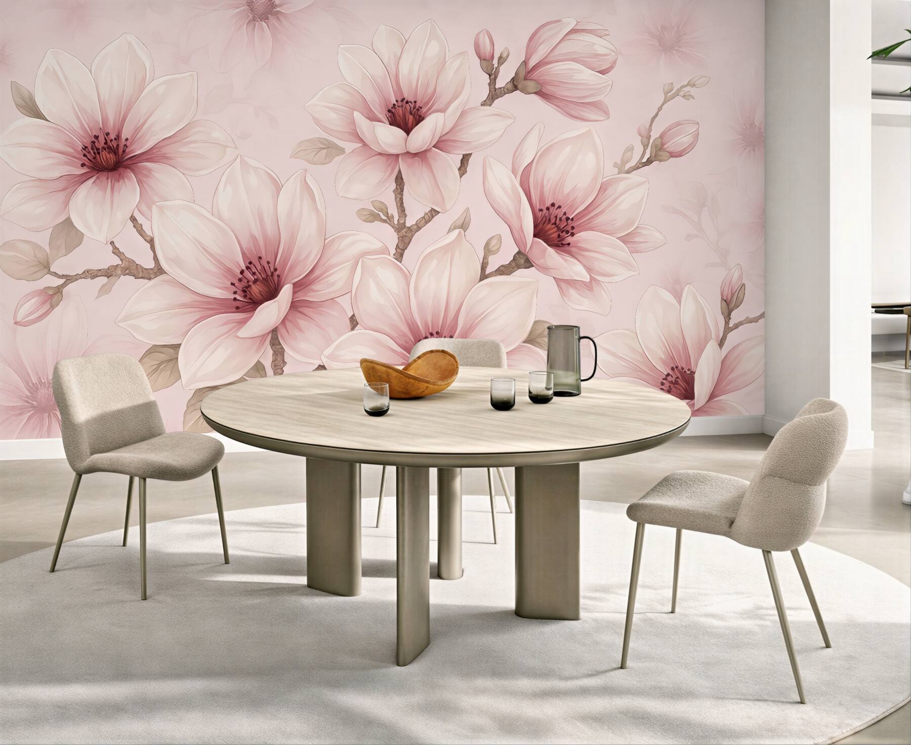 Fototapeta pudrowe magnolie w delikatnym rozkwicie