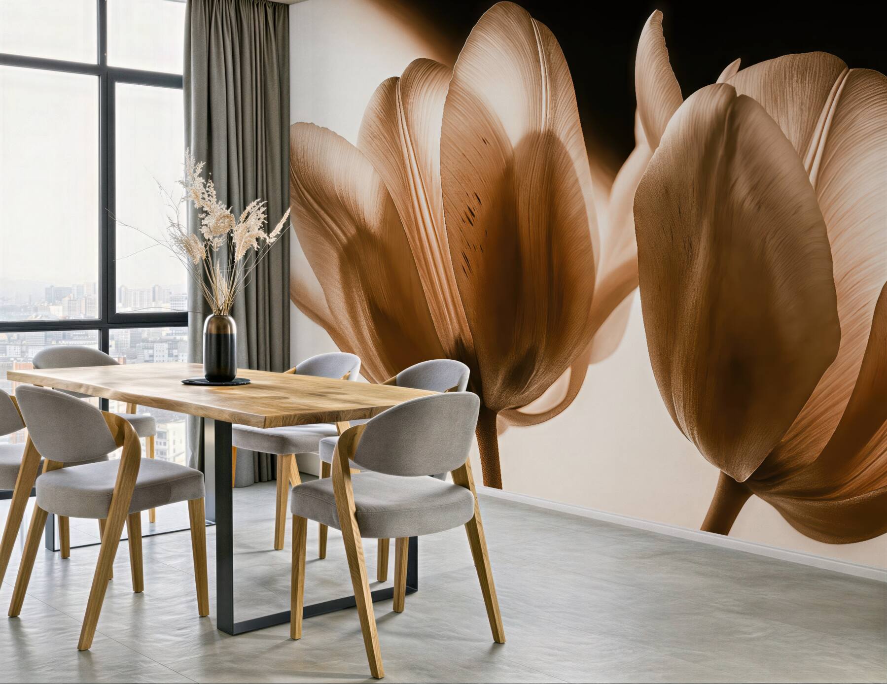 Fototapeta sepiowe tulipany w artystycznym zbliżeniu