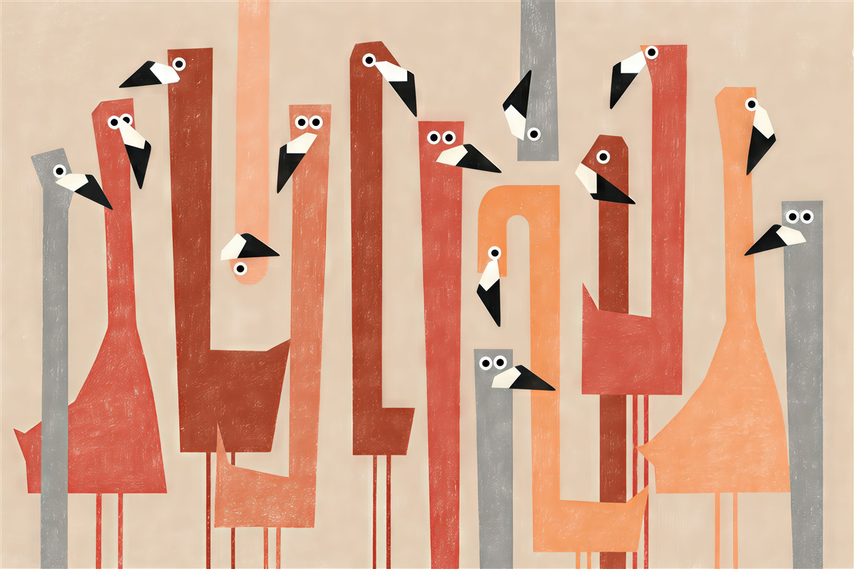 Fototapeta geometryczne flamingi w pastelach