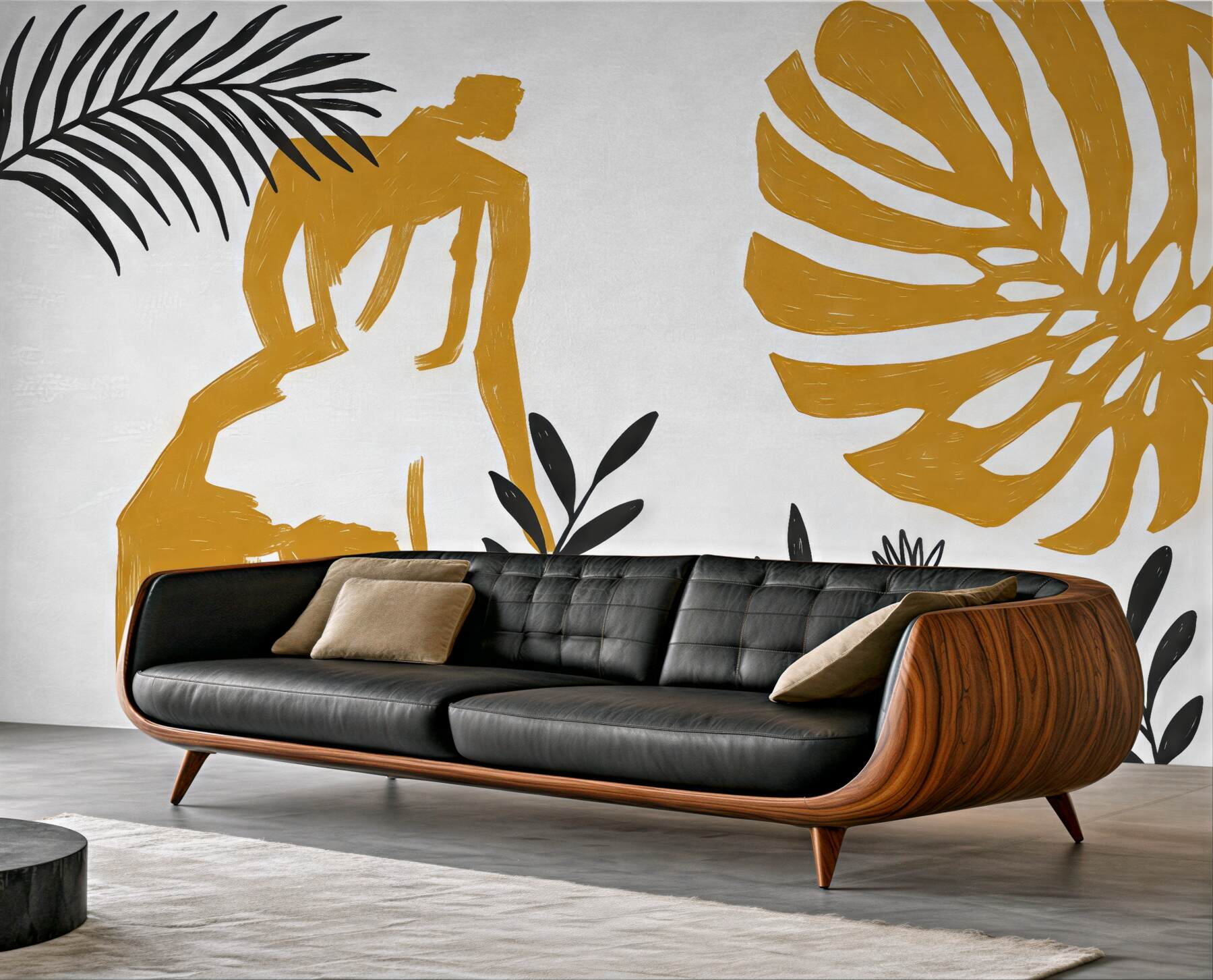Fototapeta botaniczna abstrakcja w musztardowych tonach