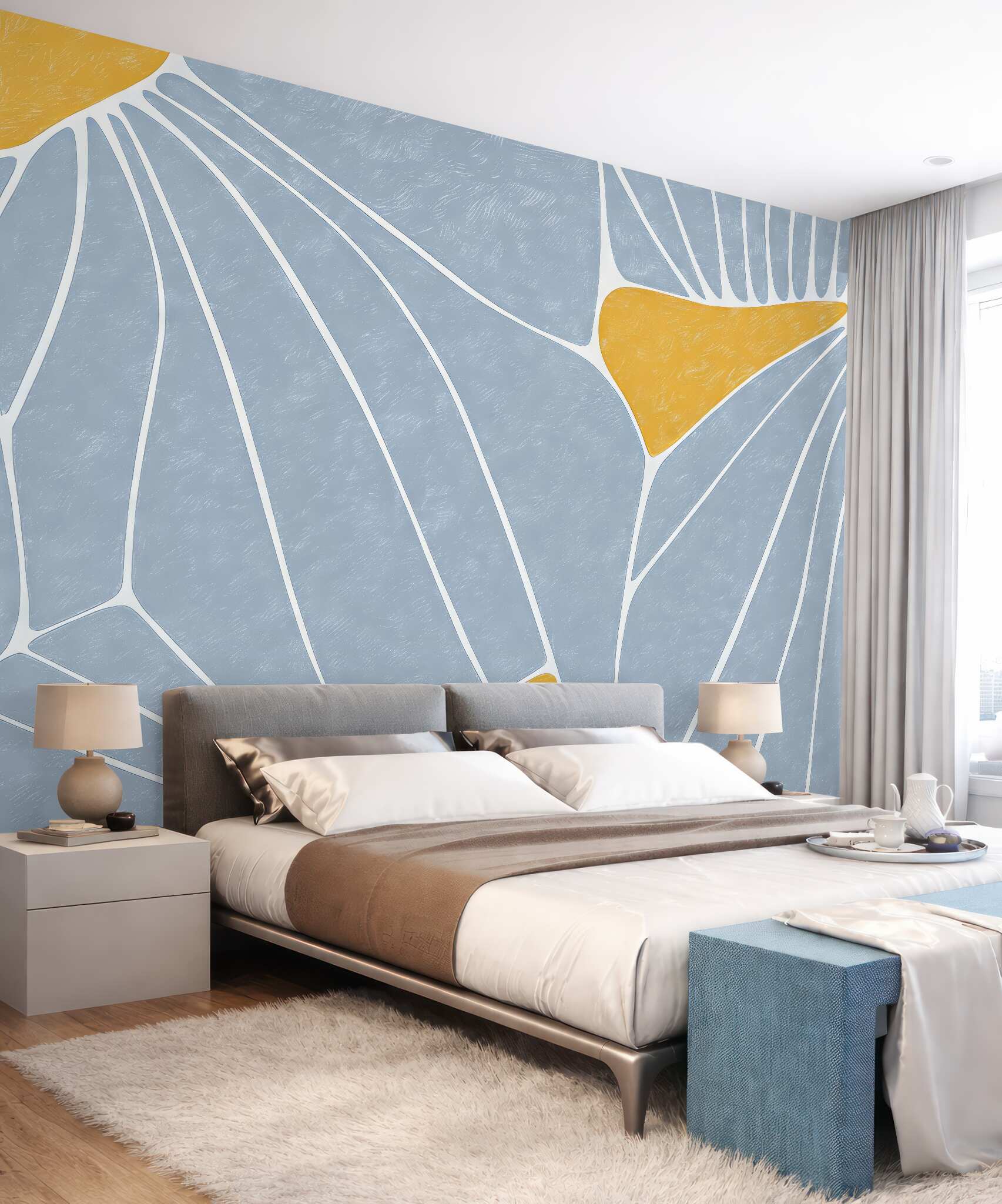 Fototapeta pastelowe liście w geometrycznym rytmie