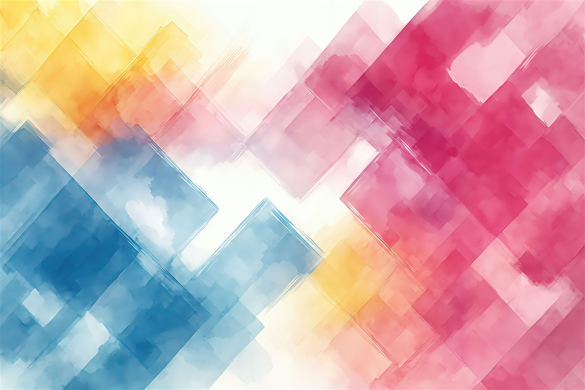 Fototapeta pastelowa abstrakcja w geometrycznych przenikaniach