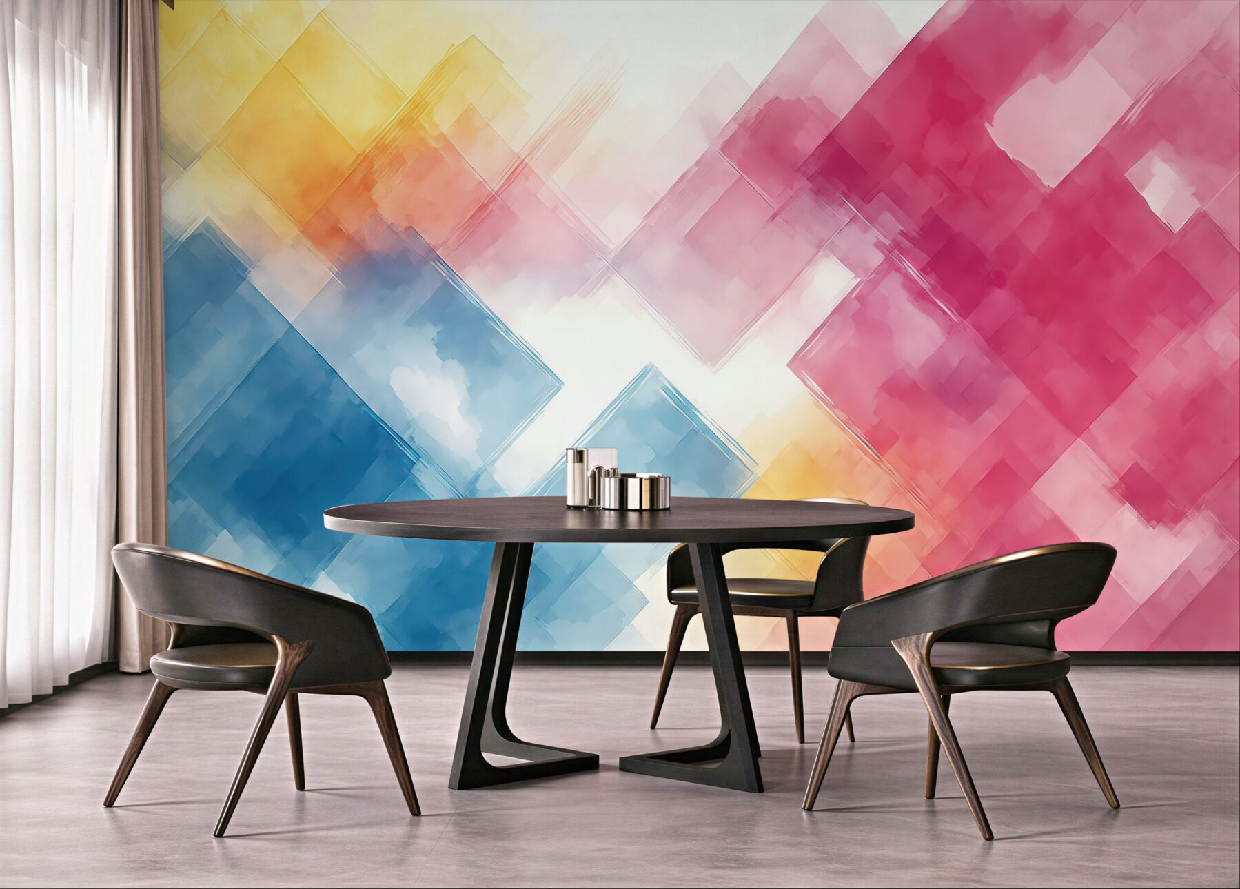 Fototapeta pastelowa abstrakcja w geometrycznych przenikaniach