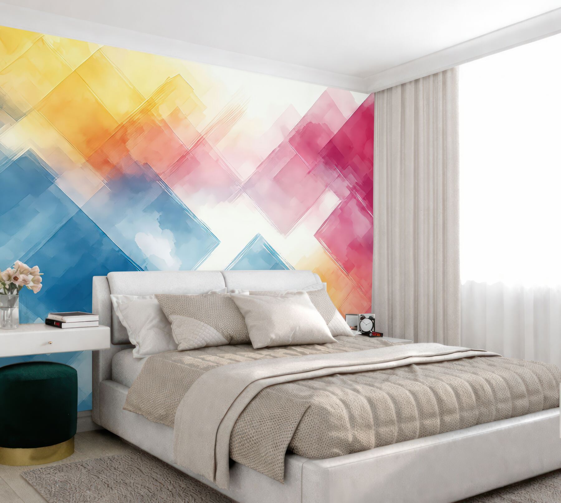 Fototapeta pastelowa abstrakcja w geometrycznych przenikaniach