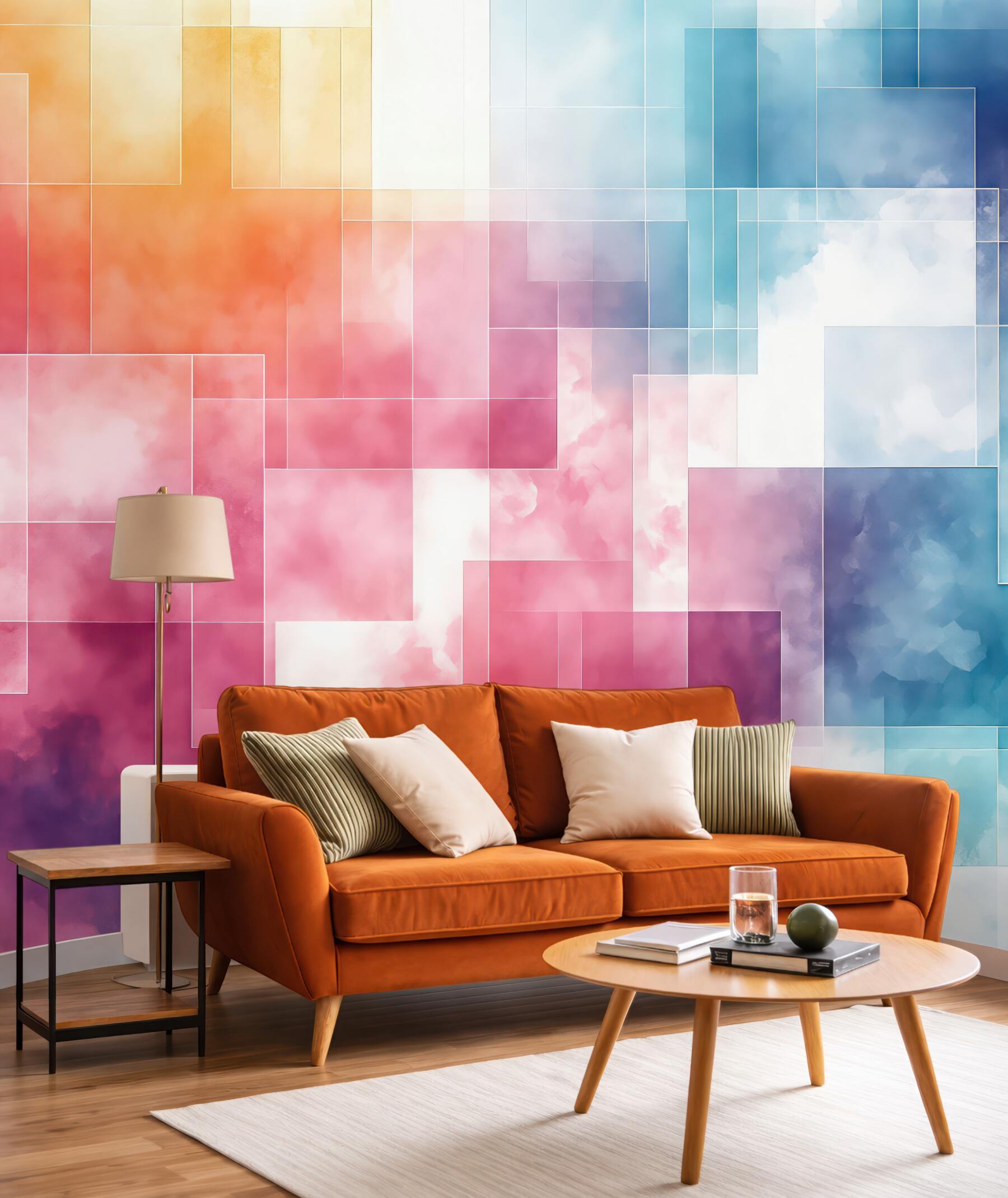 Fototapeta kolorowa abstrakcja z geometryczną mgiełką