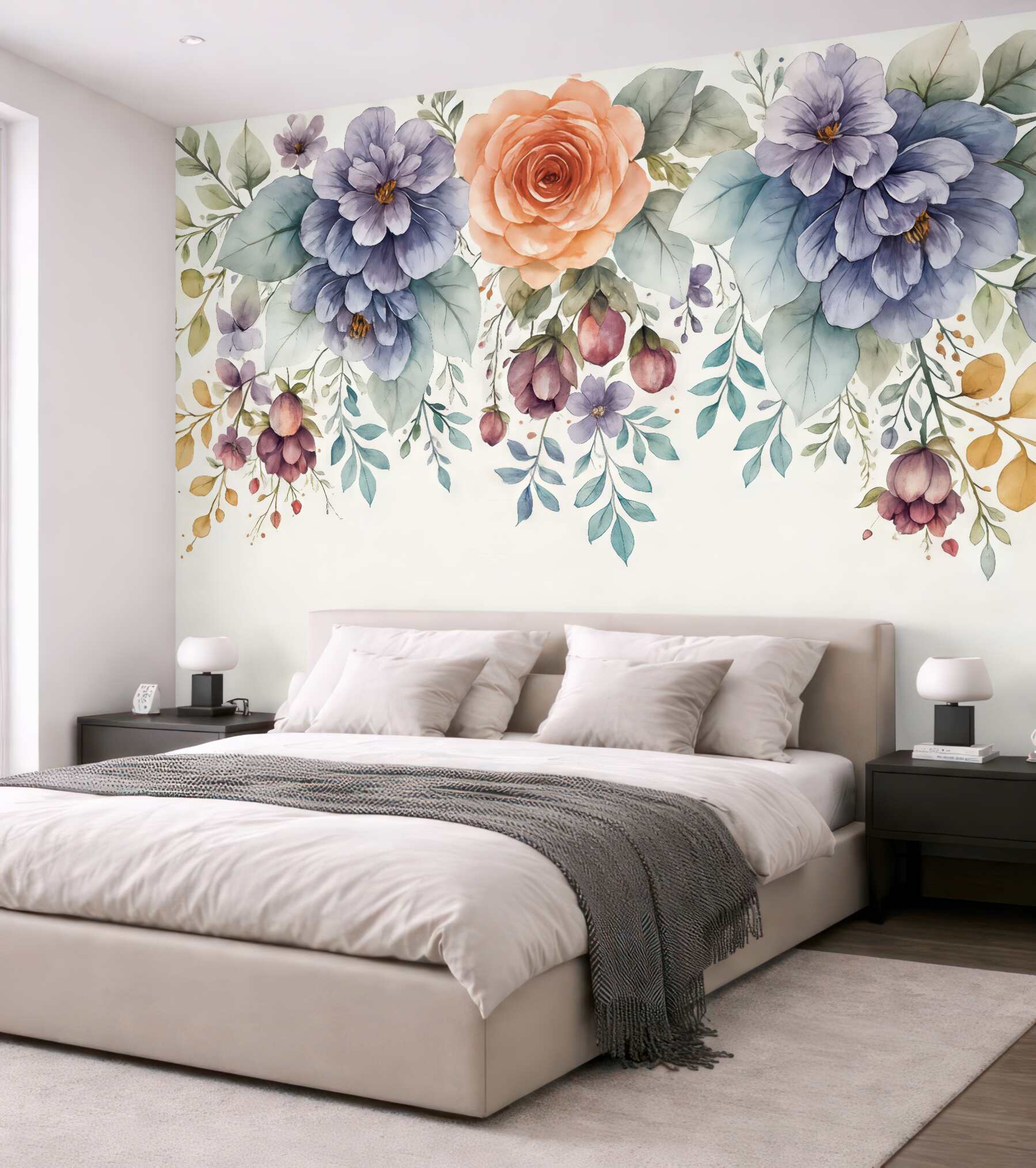 Fototapeta romantyczny bukiet róż i fiołków