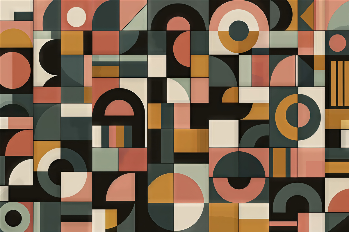 Fototapeta geometryczna mozaika retro w ciepłych barwach