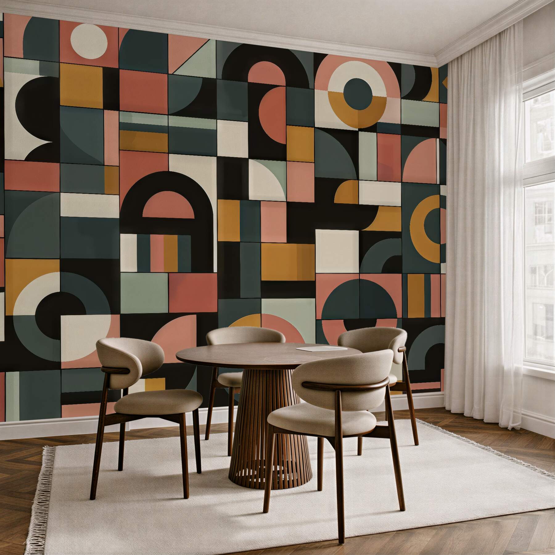 Fototapeta geometryczna mozaika retro w ciepłych barwach