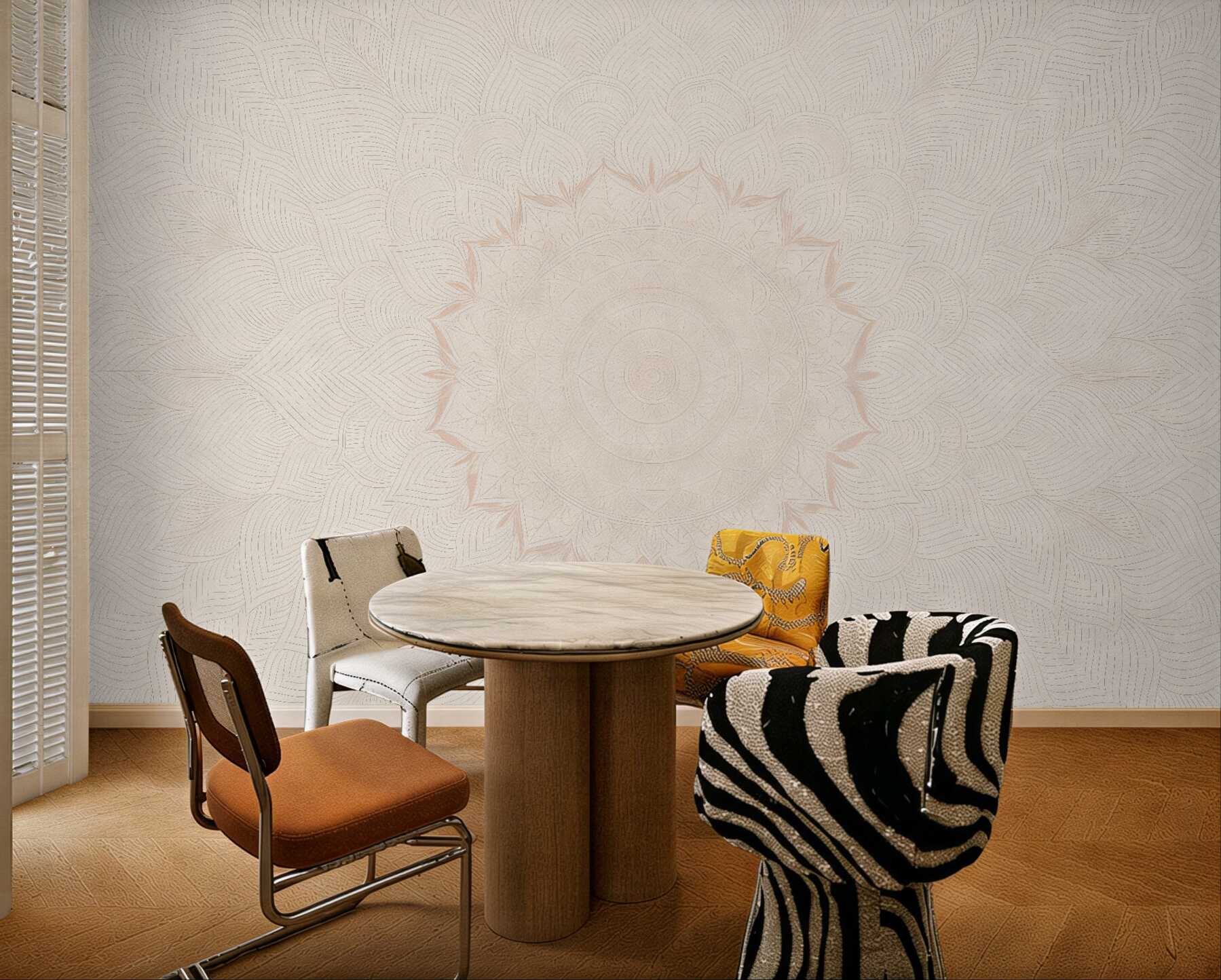 Fototapeta subtelna beżowa mandala w harmonii