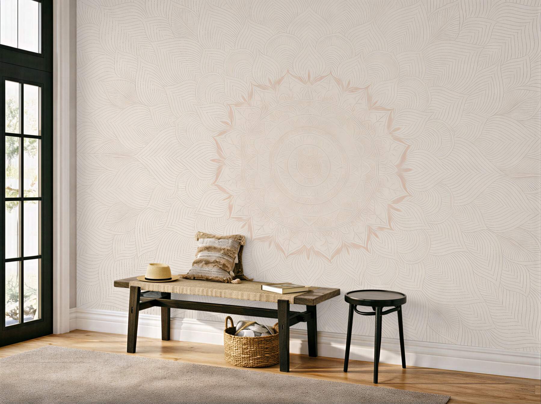Fototapeta subtelna beżowa mandala w harmonii