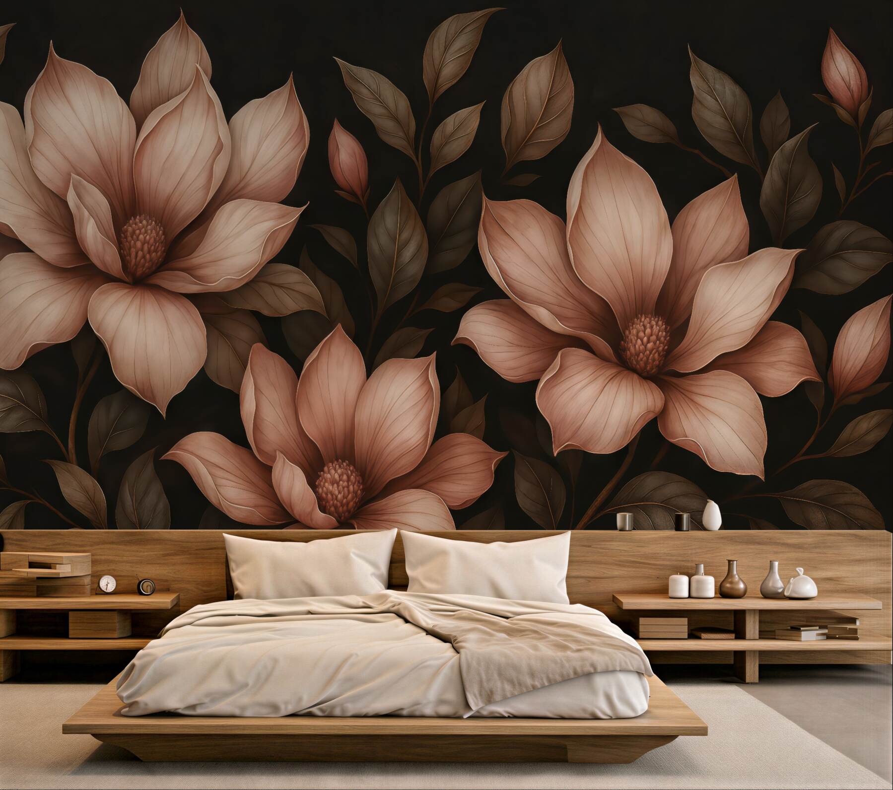Fototapeta eleganckie magnolie na ciemnym tle