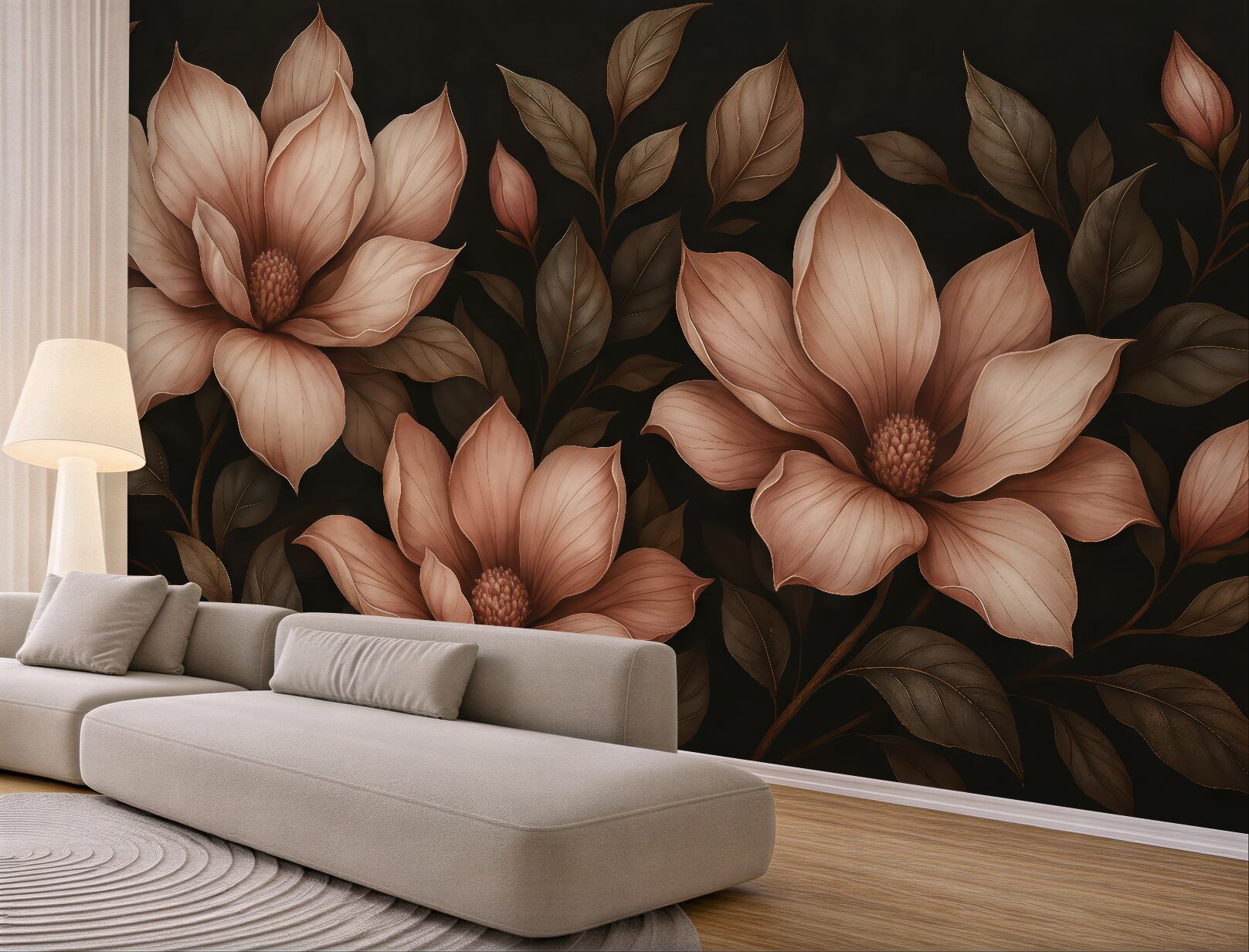 Fototapeta eleganckie magnolie na ciemnym tle