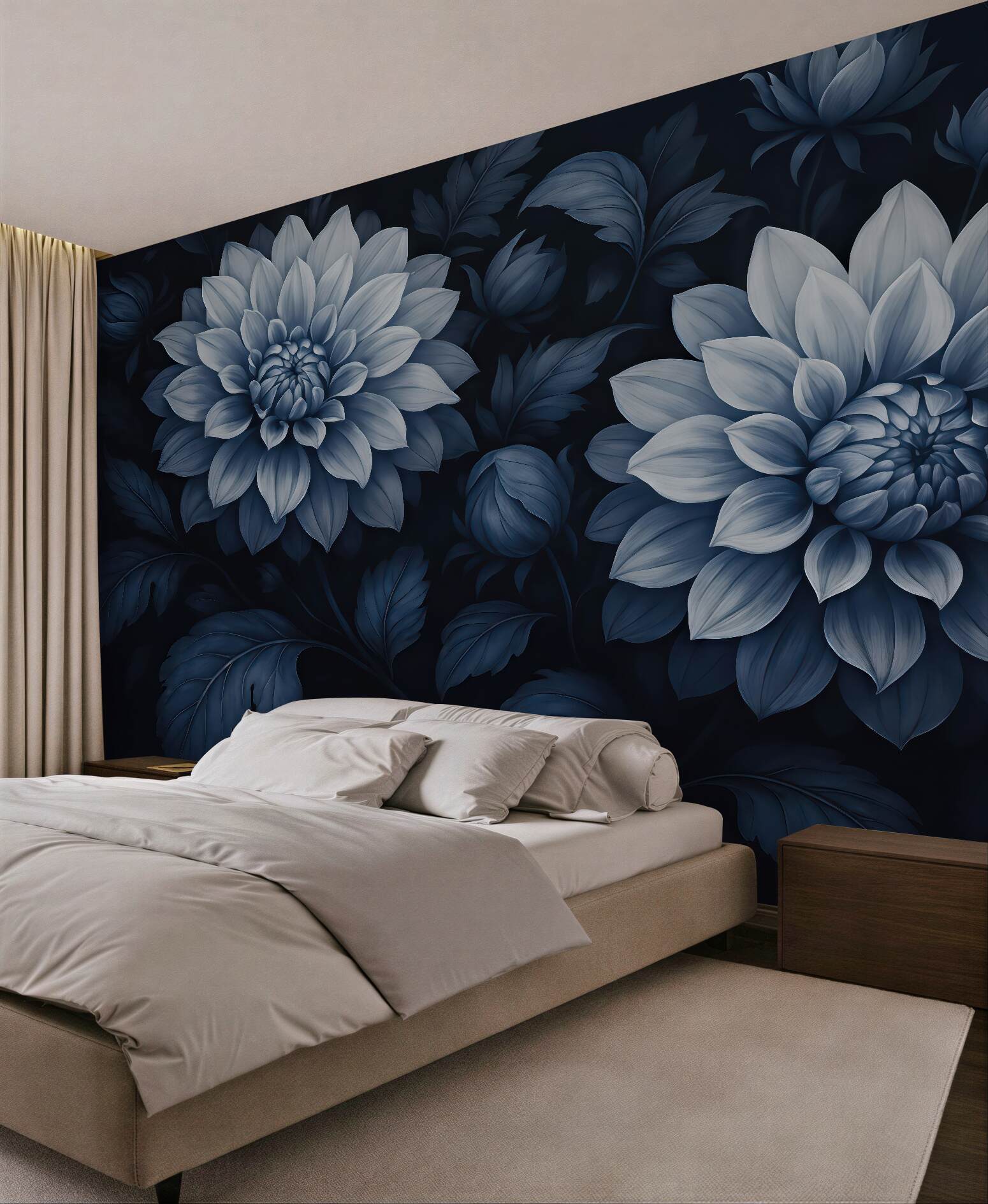 Fototapeta nocne dalie w granatowej elegancji