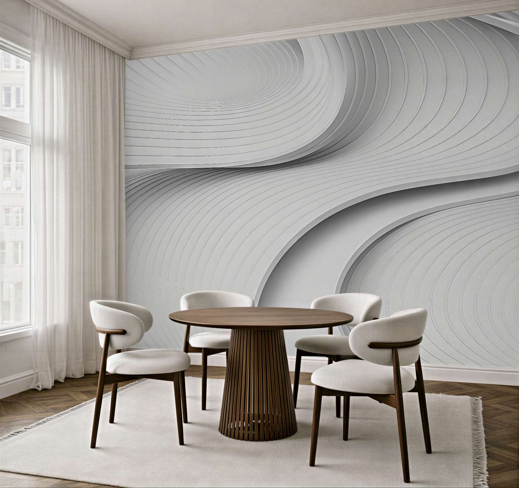 Fototapeta białe abstrakcyjne fale 3d