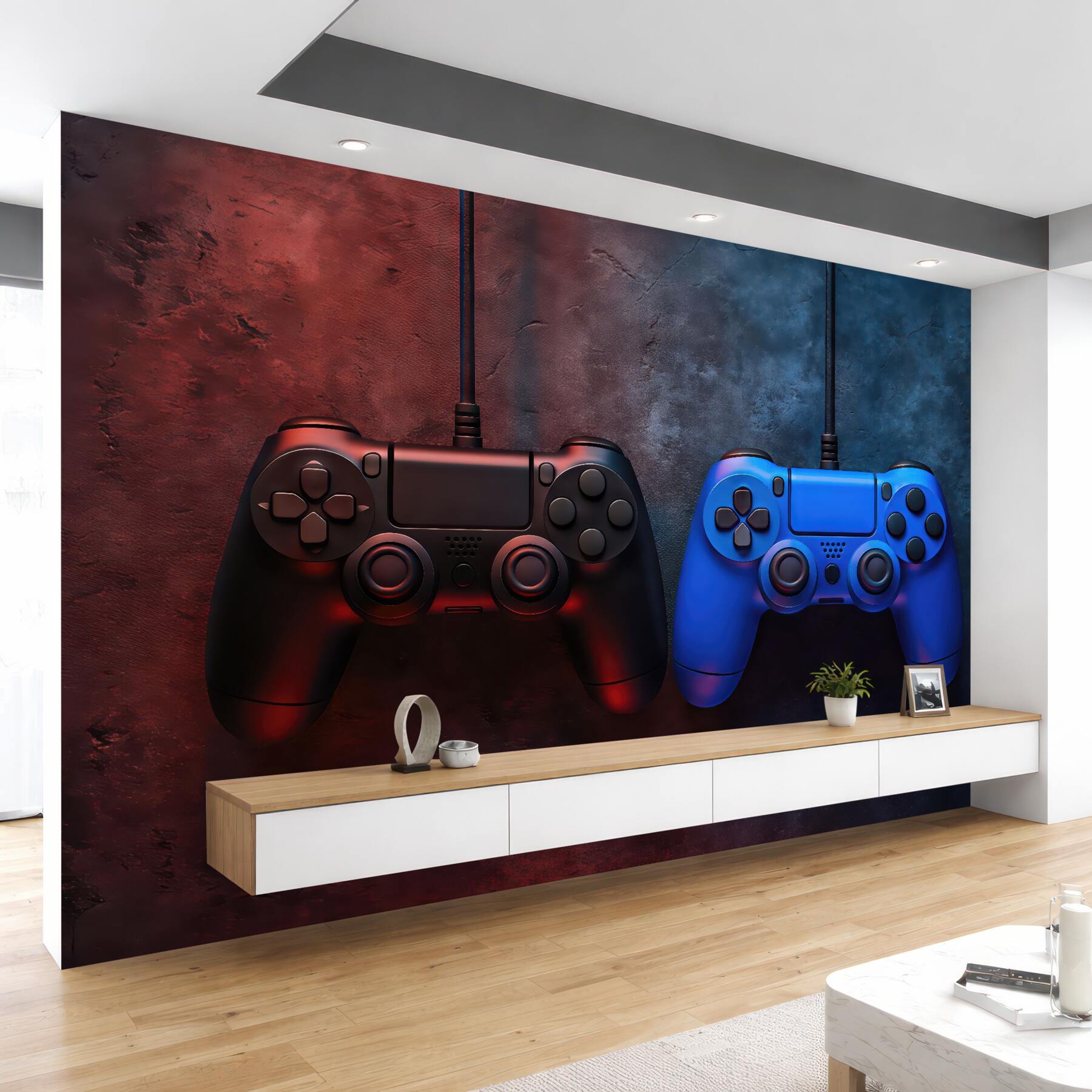 Fototapeta kontrolery gamingowe w neonowym klimacie
