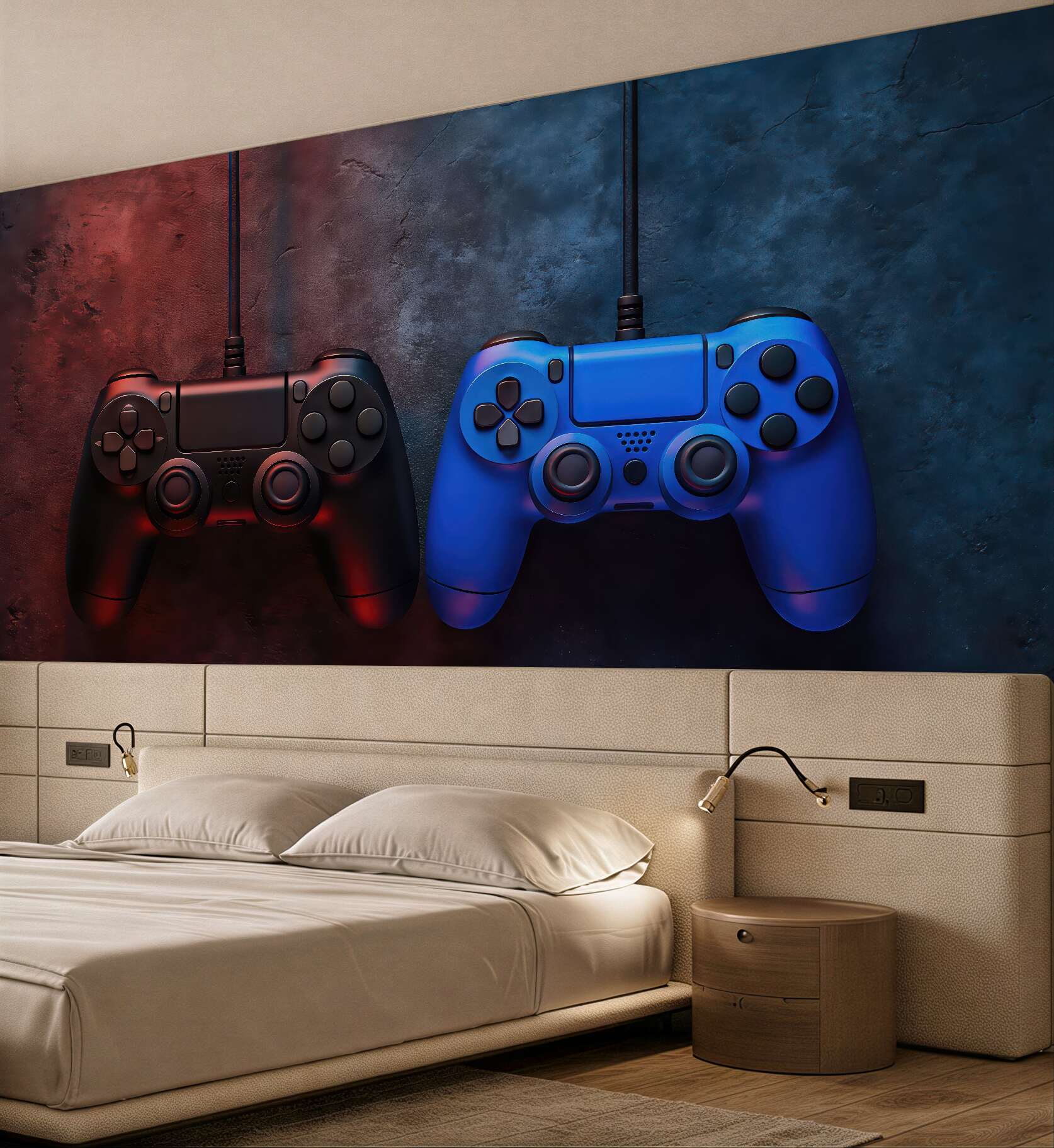 Fototapeta kontrolery gamingowe w neonowym klimacie