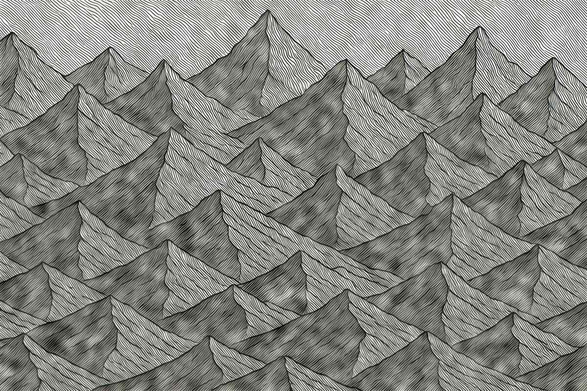 Fototapeta monochromatyczne góry w linearnym rysunku