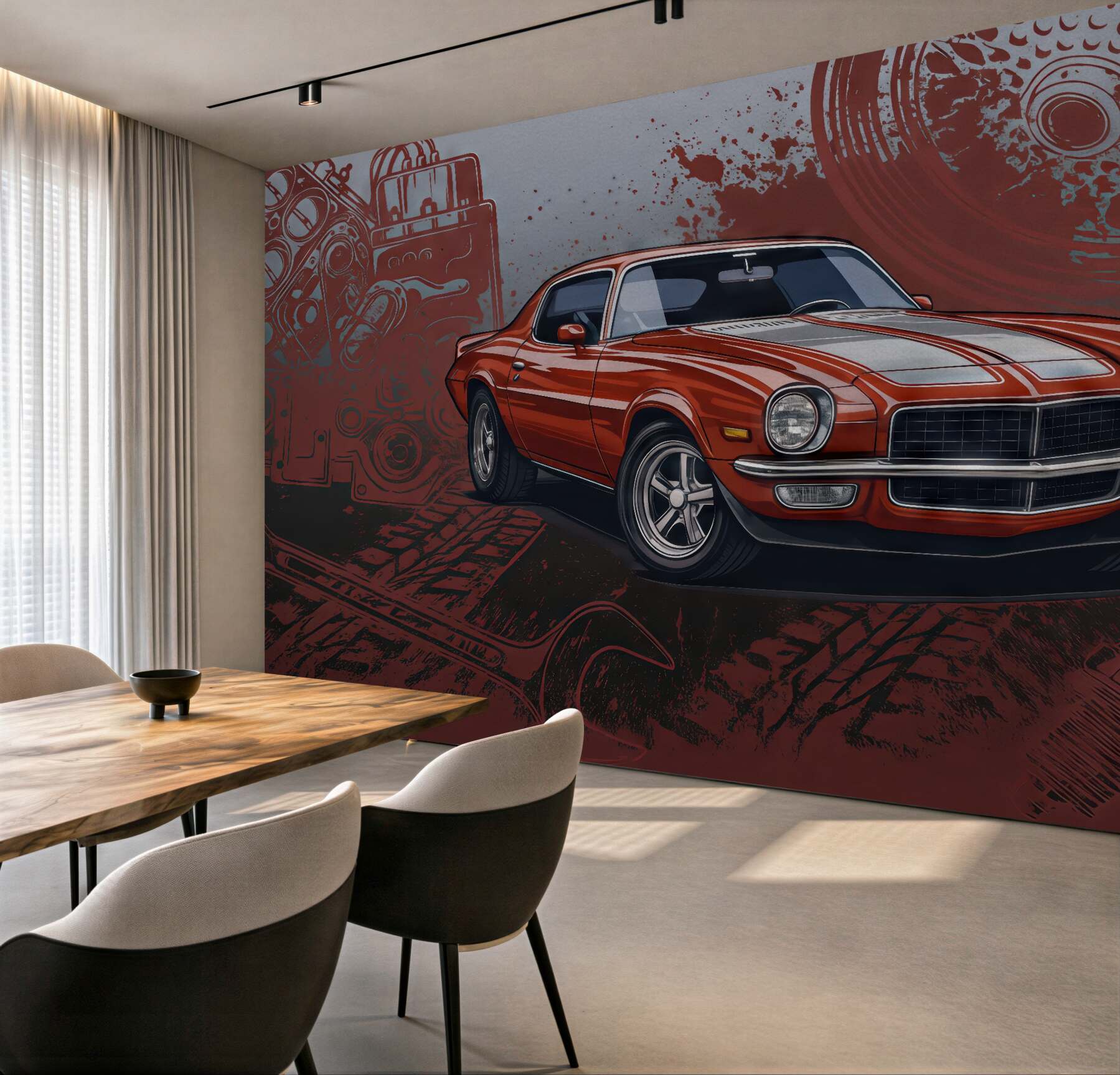 Fototapeta czerwony klasyk motoryzacyjny z pazurem