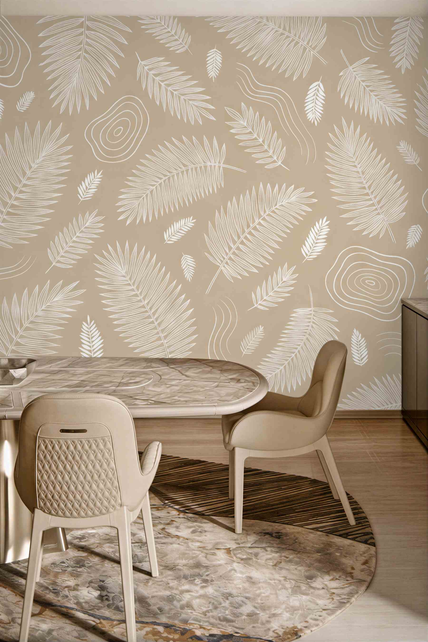Fototapeta beżowe liście w stylu boho