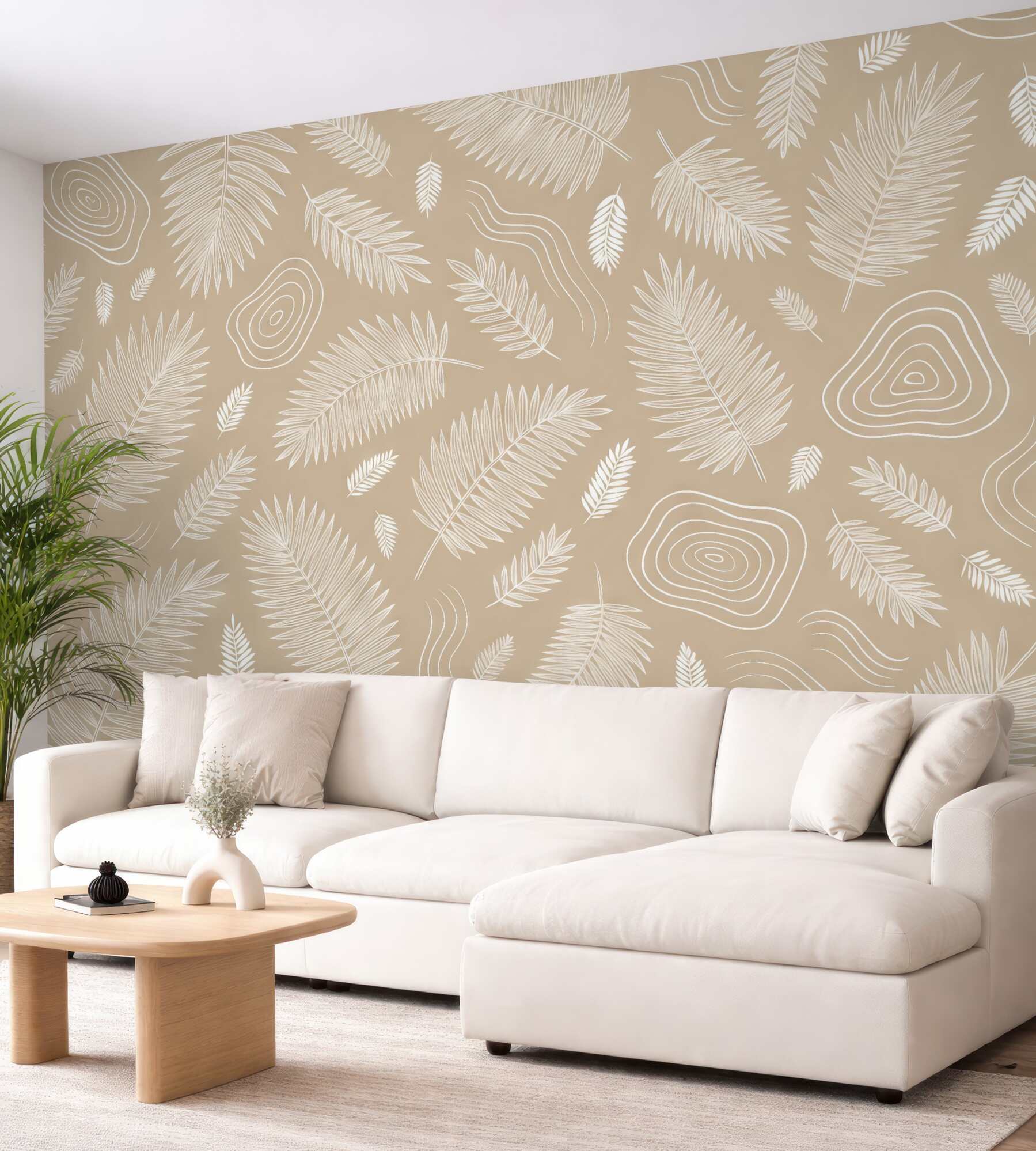Fototapeta beżowe liście w stylu boho