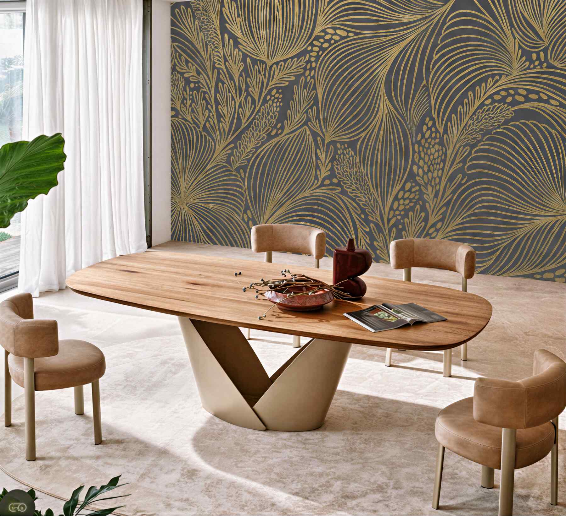 Fototapeta złote liście w art déco