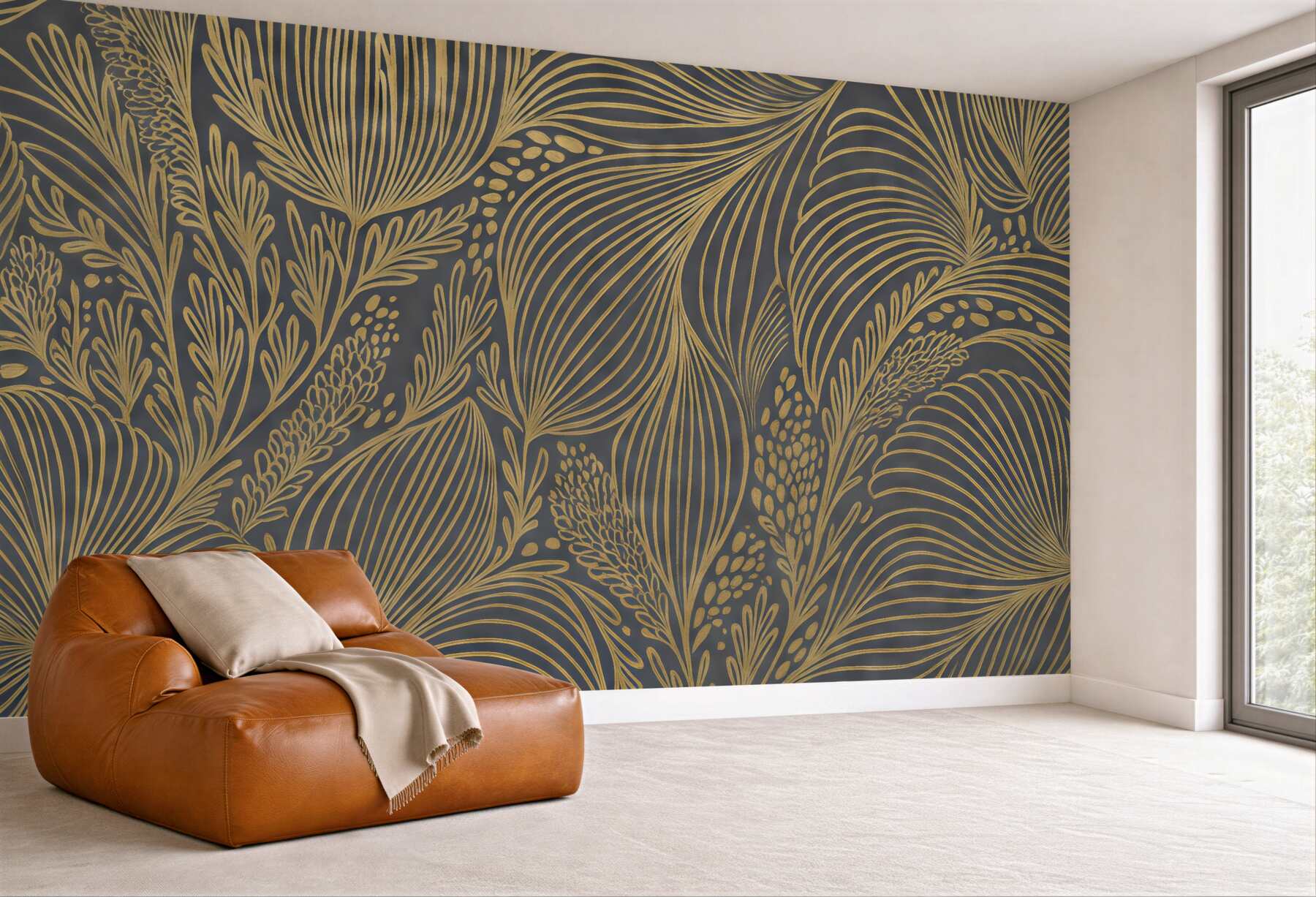 Fototapeta złote liście w art déco