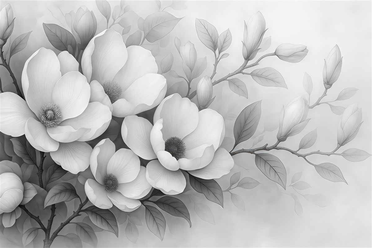 Fototapeta subtelne magnolie w szarościach
