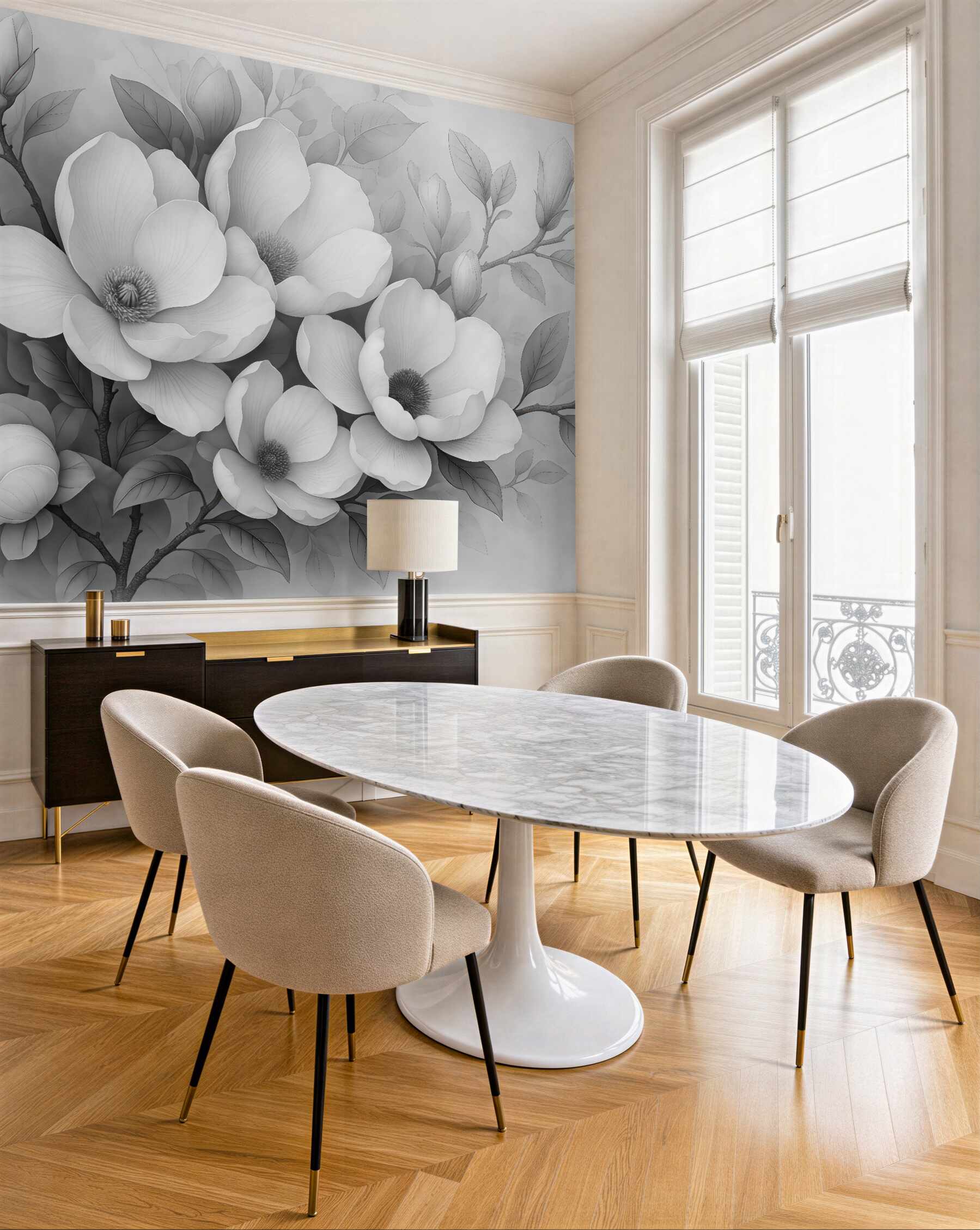 Fototapeta subtelne magnolie w szarościach