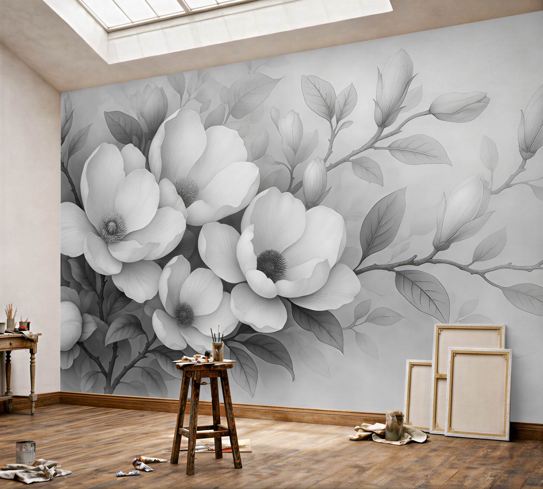 Fototapeta subtelne magnolie w szarościach