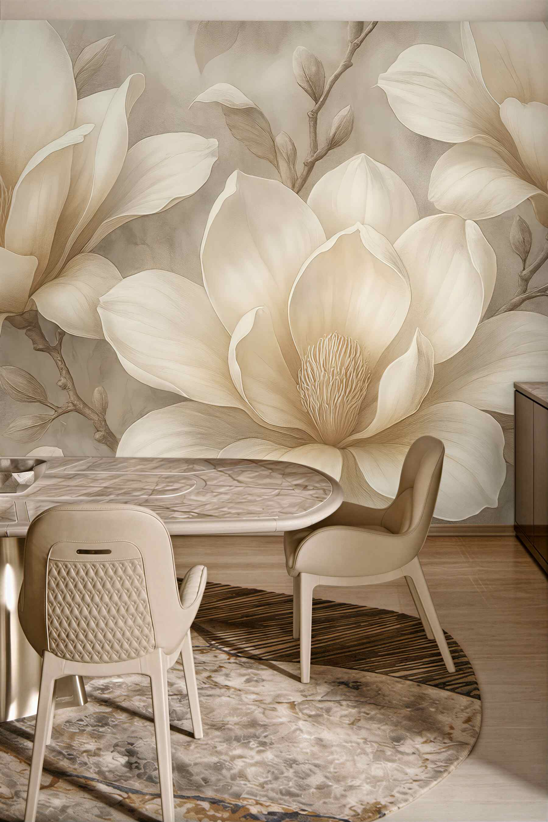 Fototapeta kremowe magnolie w subtelnej elegancji